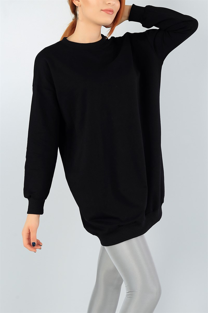 Siyah Likralı Bayan Sweat 42534