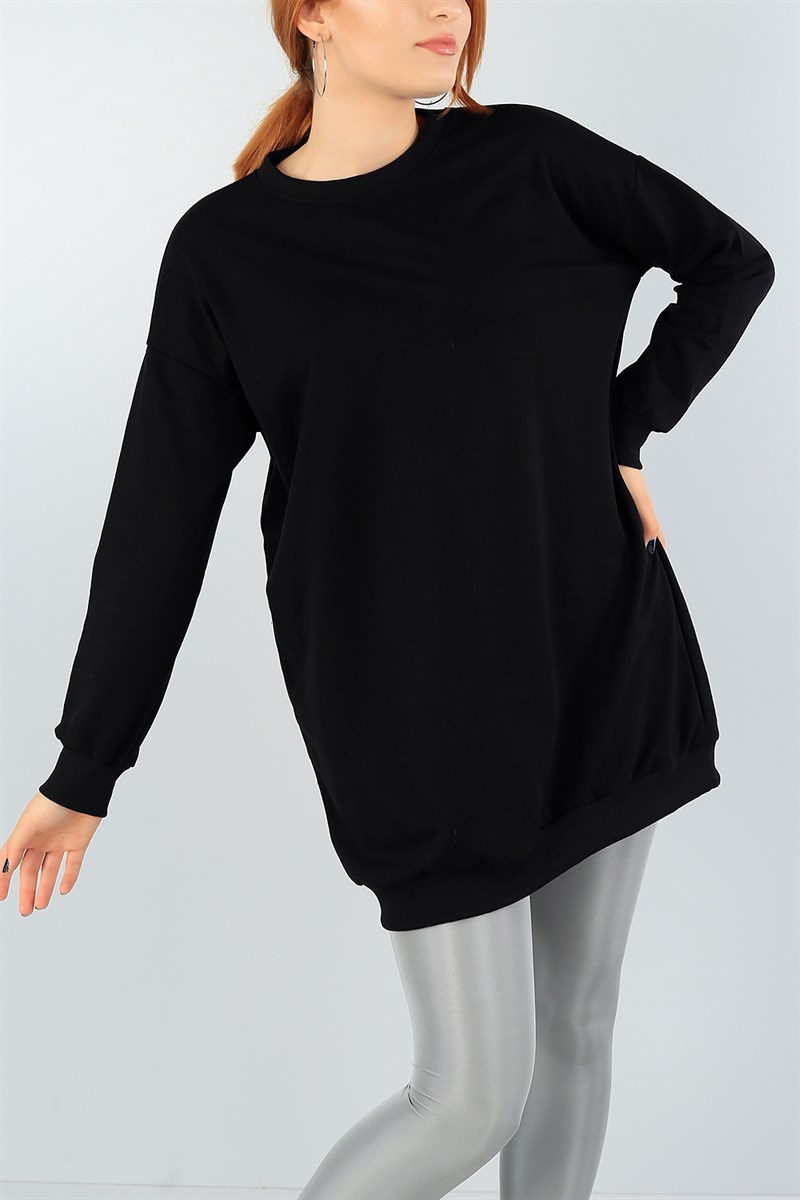 Siyah Likralı Bayan Sweat 42534