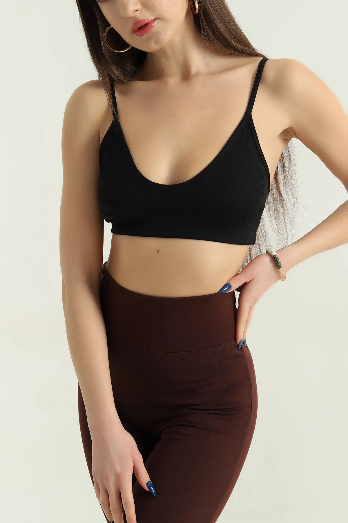 Siyah Likralı Crop Büstiyer 337107