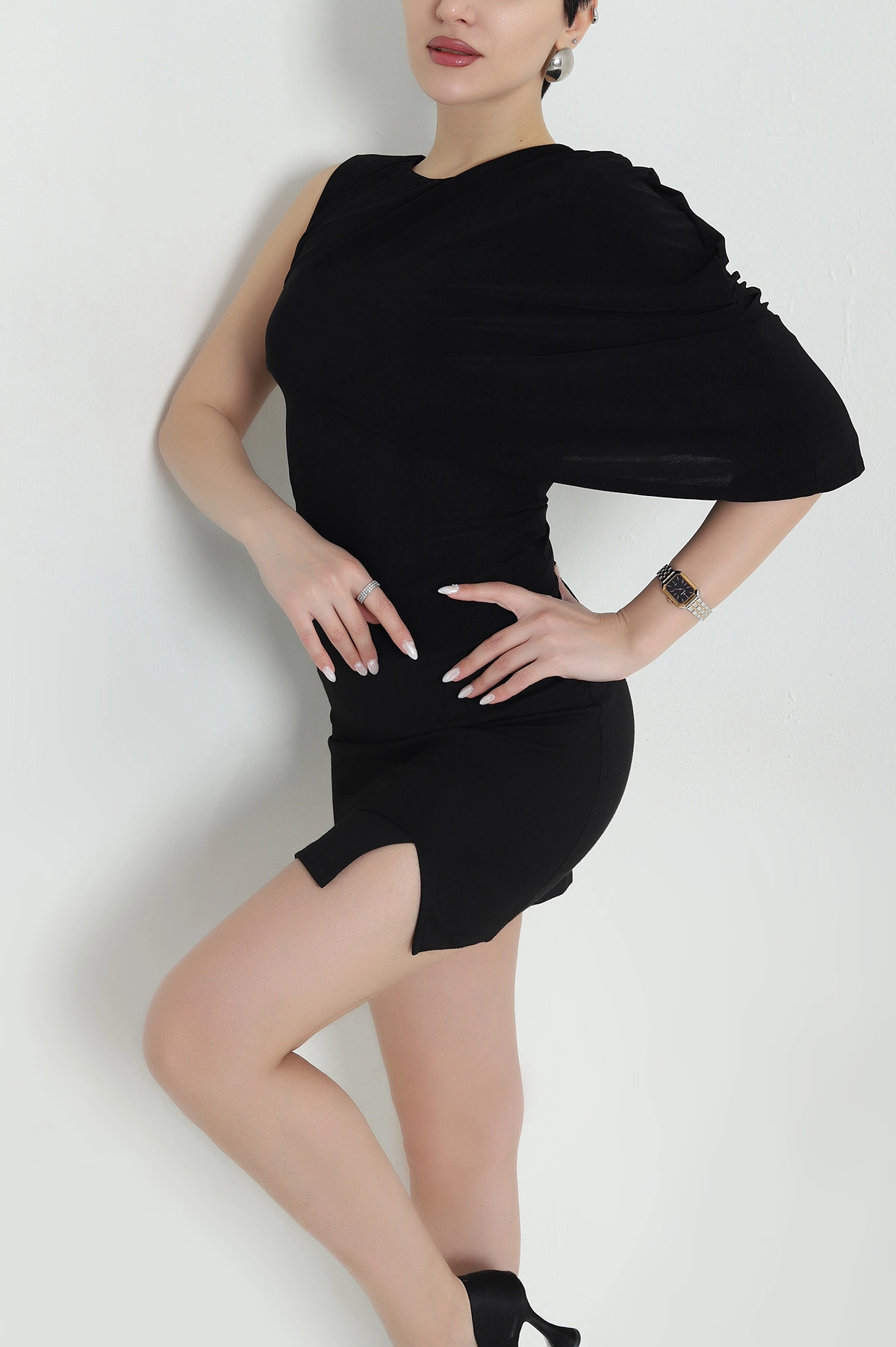 Siyah Likralı Kolsuz Kadın Buzzy Bluz 443894