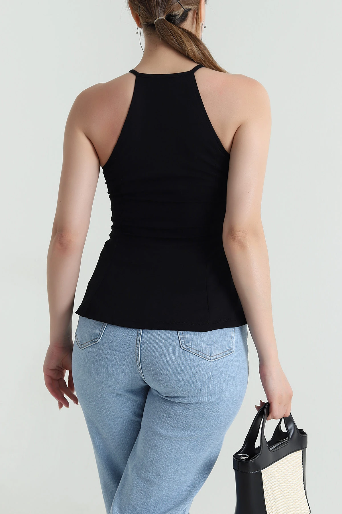Siyah Likralı Modal Kadın Bluz 476036