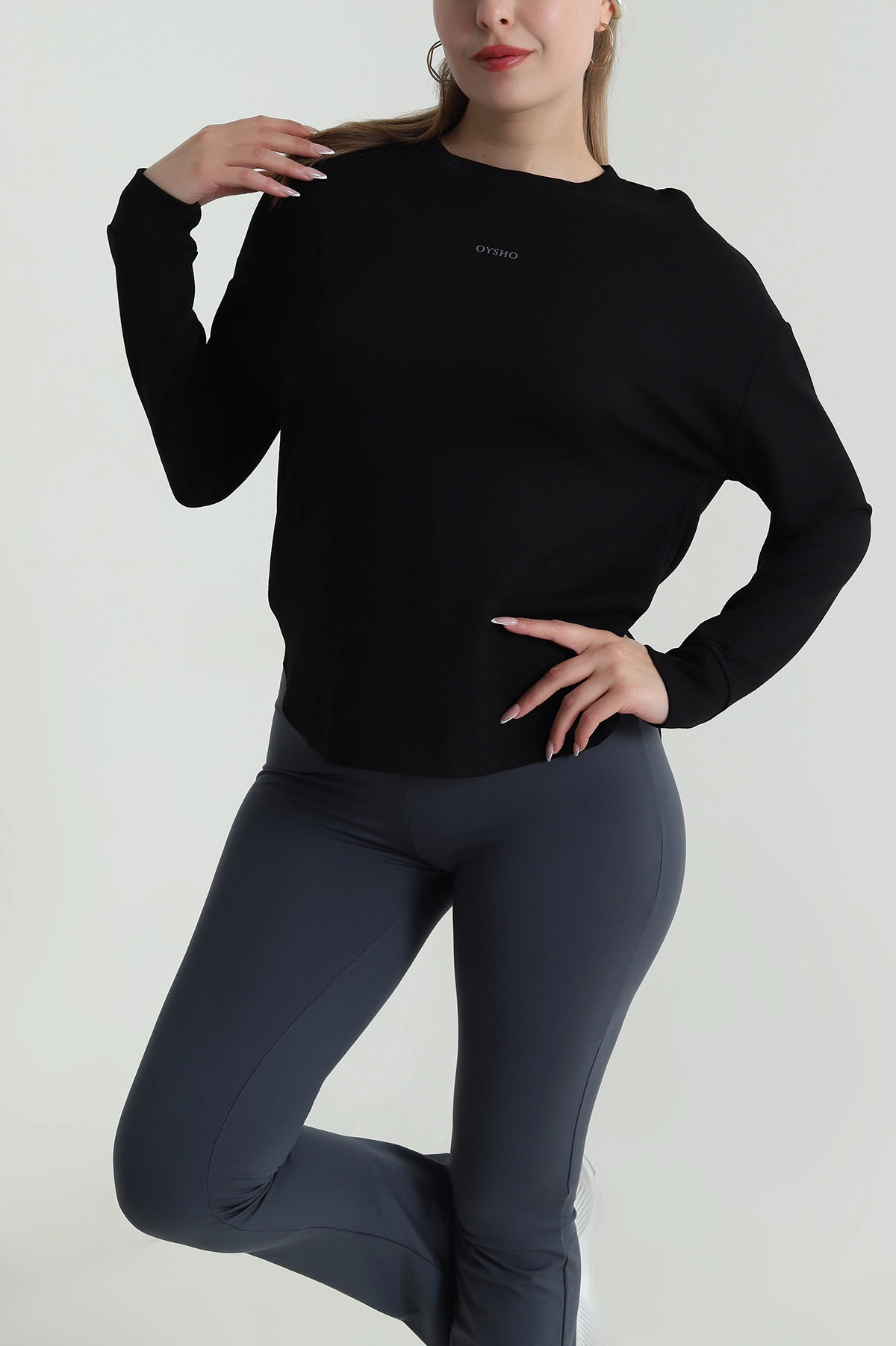 Siyah Likralı Oysho Kadın Sweat 486378