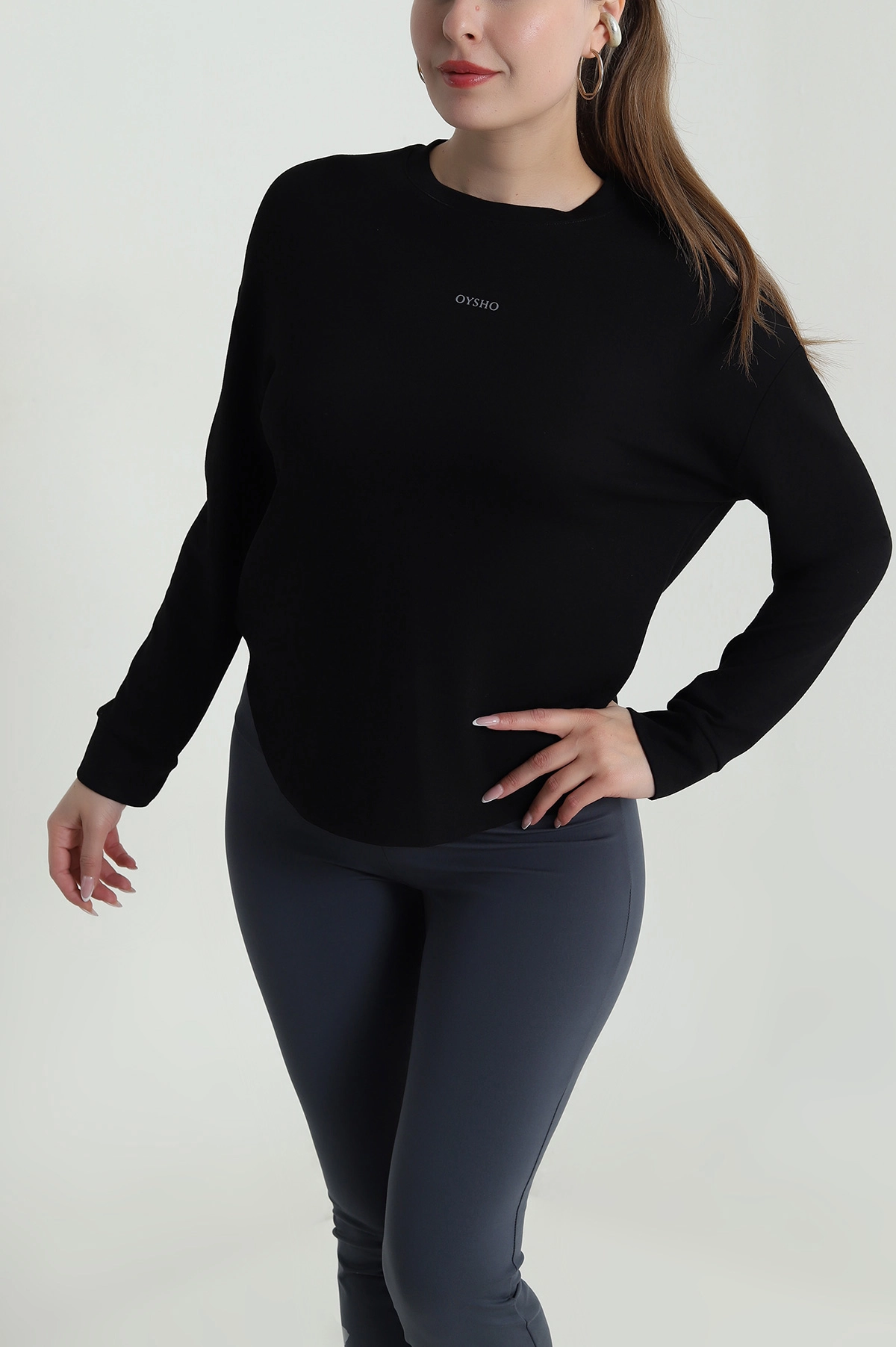 Siyah Likralı Oysho Kadın Sweat 486378