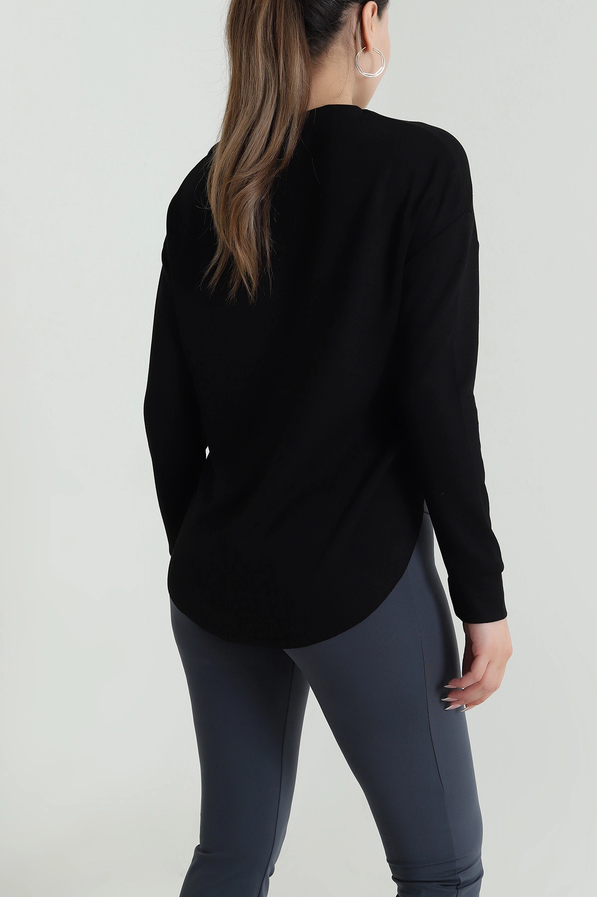 Siyah Likralı Oysho Kadın Sweat 486378