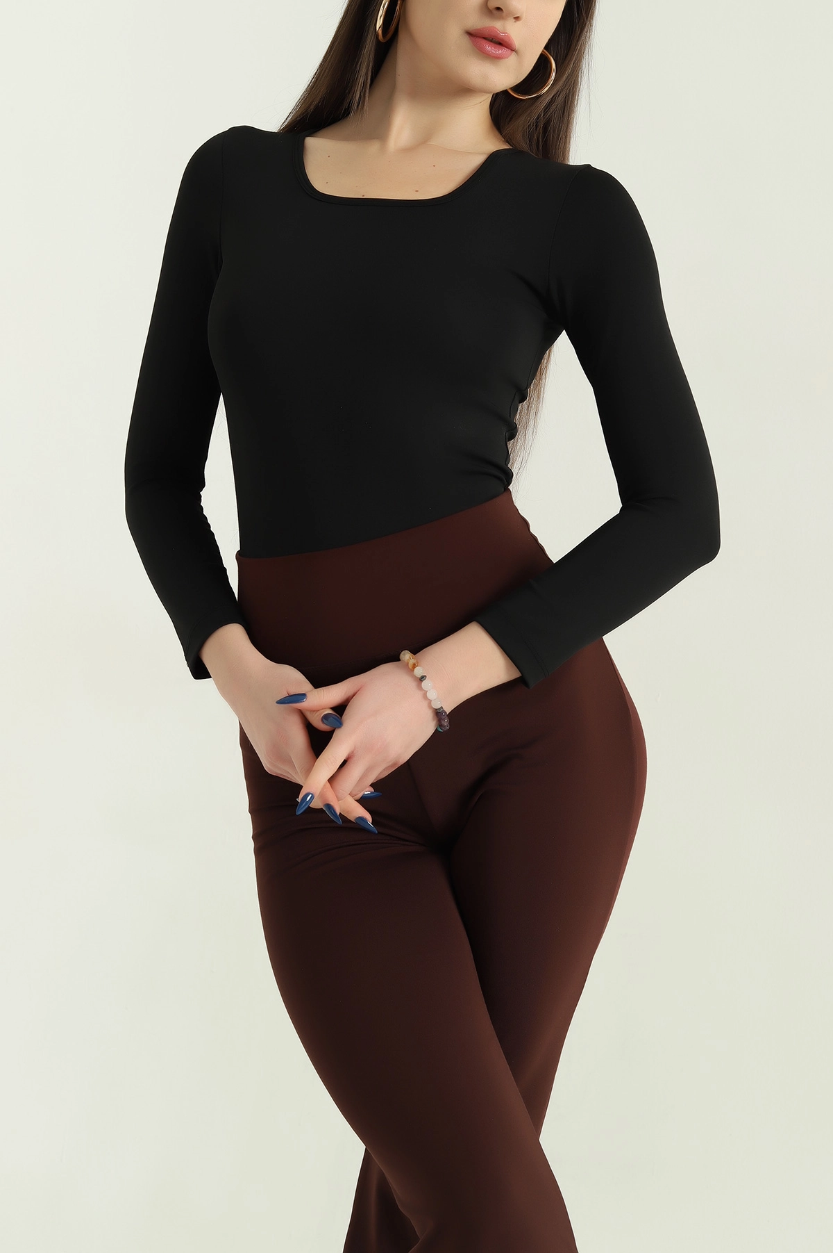 Siyah Likralı Sandy Zıbın Bluz 337088
