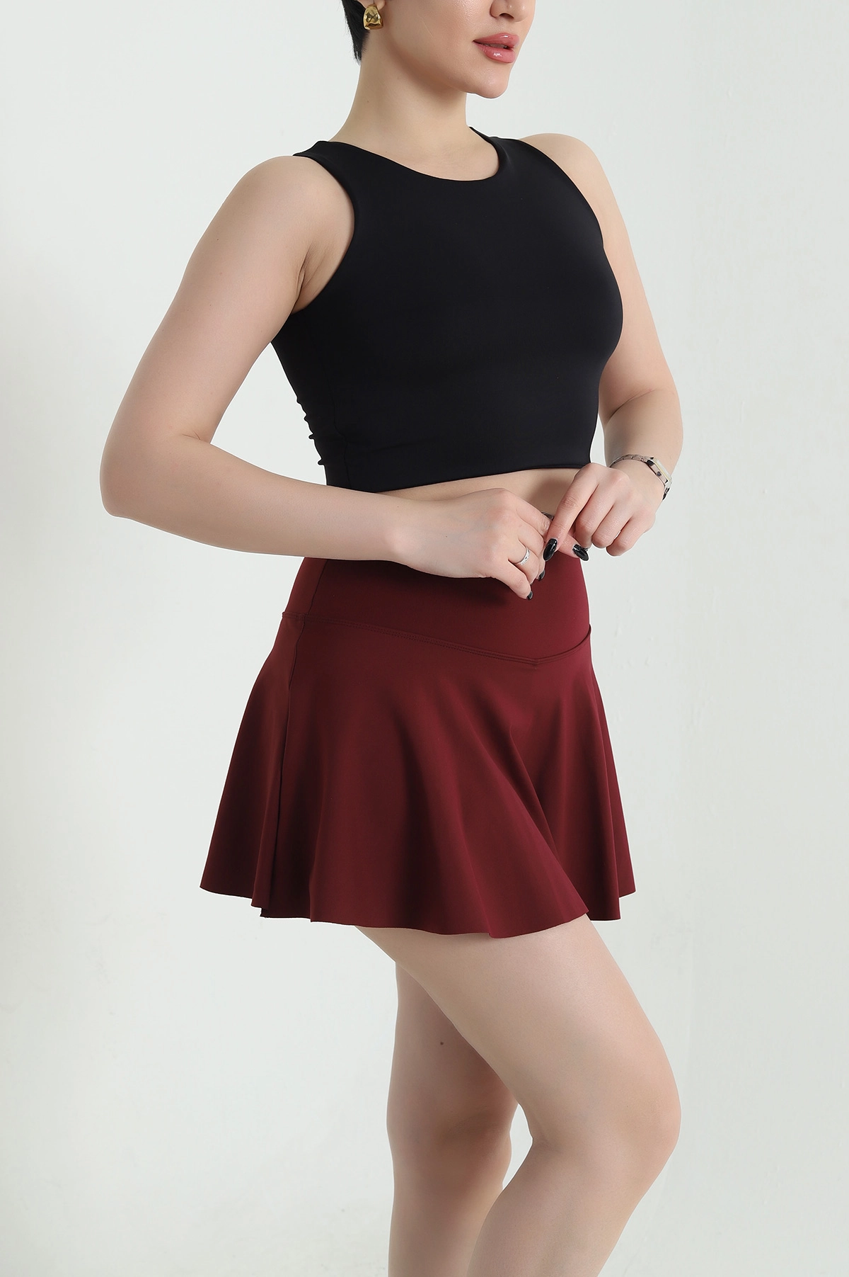 Siyah Likralı Scuba Kadın Crop 453801