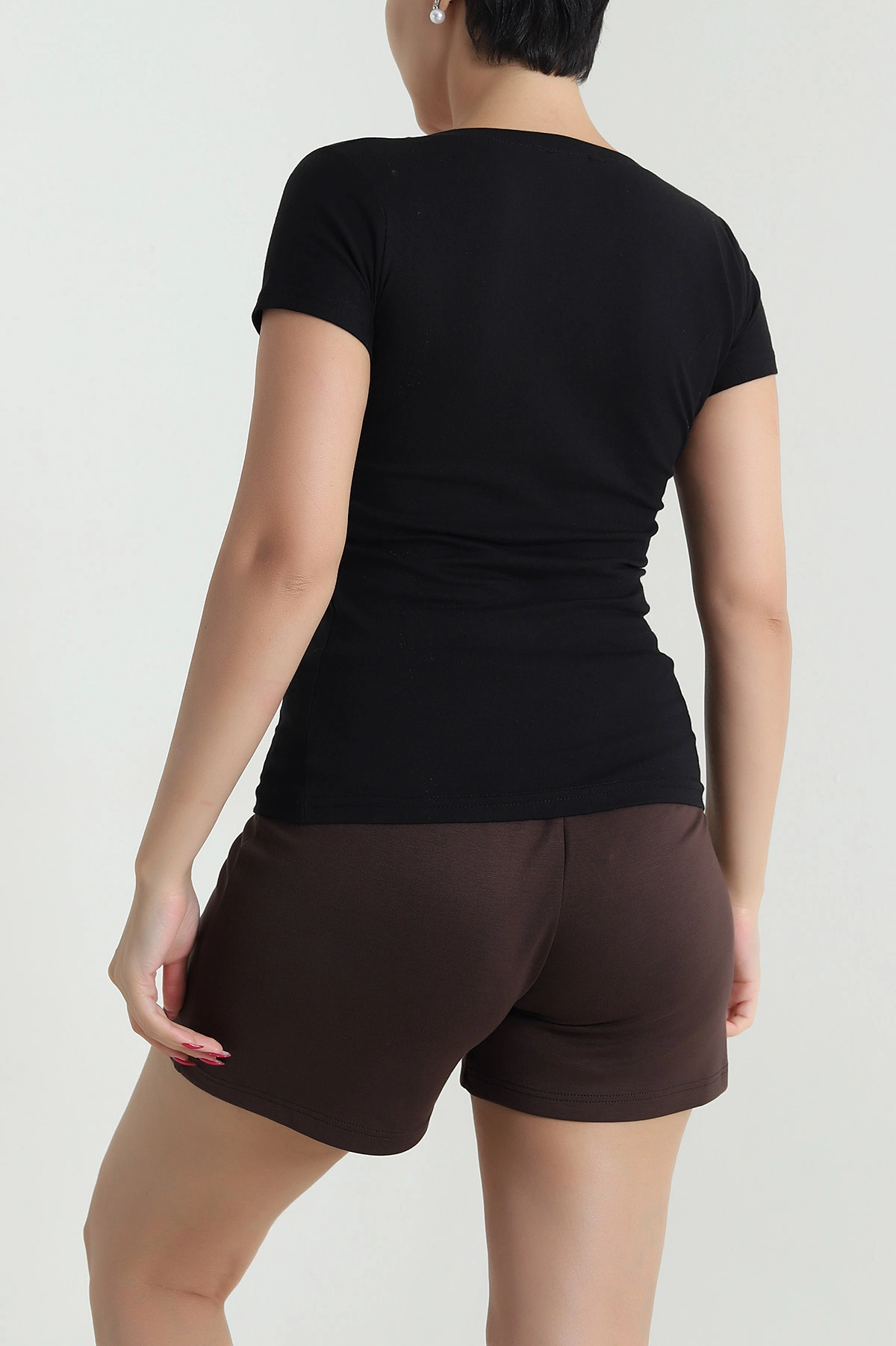 Siyah Likralı Süprem Kadın Body Tişört 478345