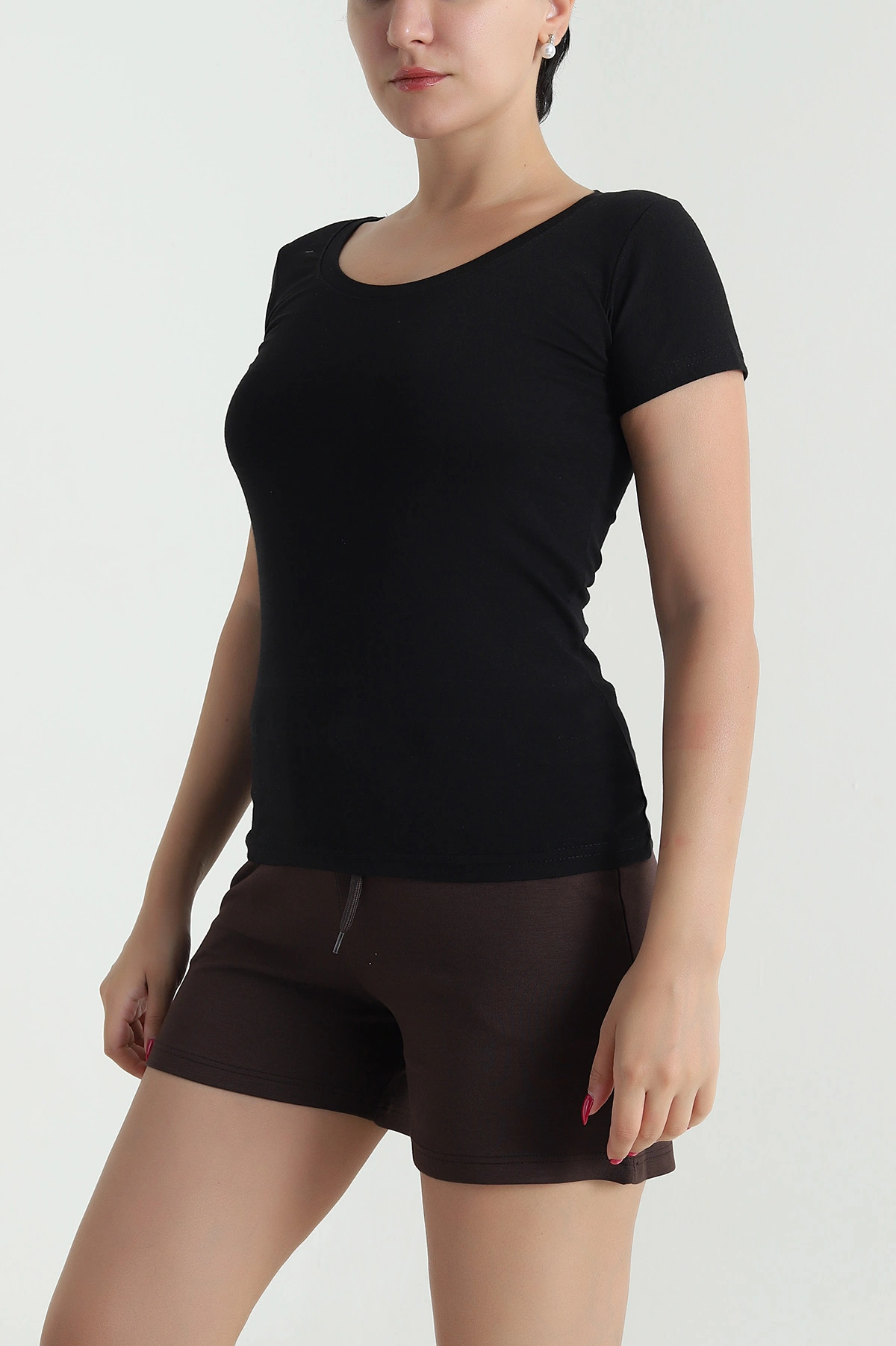 Siyah Likralı Süprem Kadın Body Tişört 478345