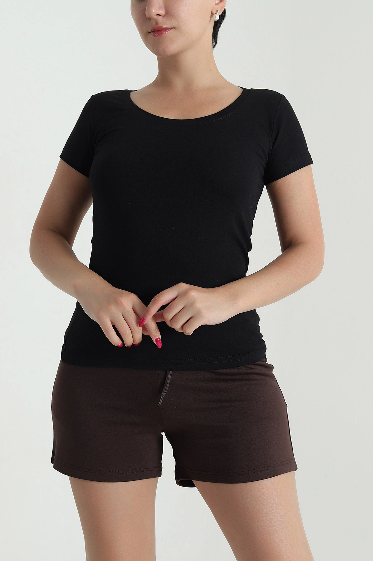 Siyah Likralı Süprem Kadın Body Tişört 478345