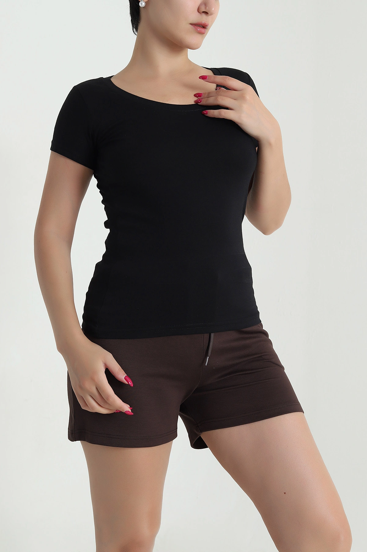 Siyah Likralı Süprem Kadın Body Tişört 478345