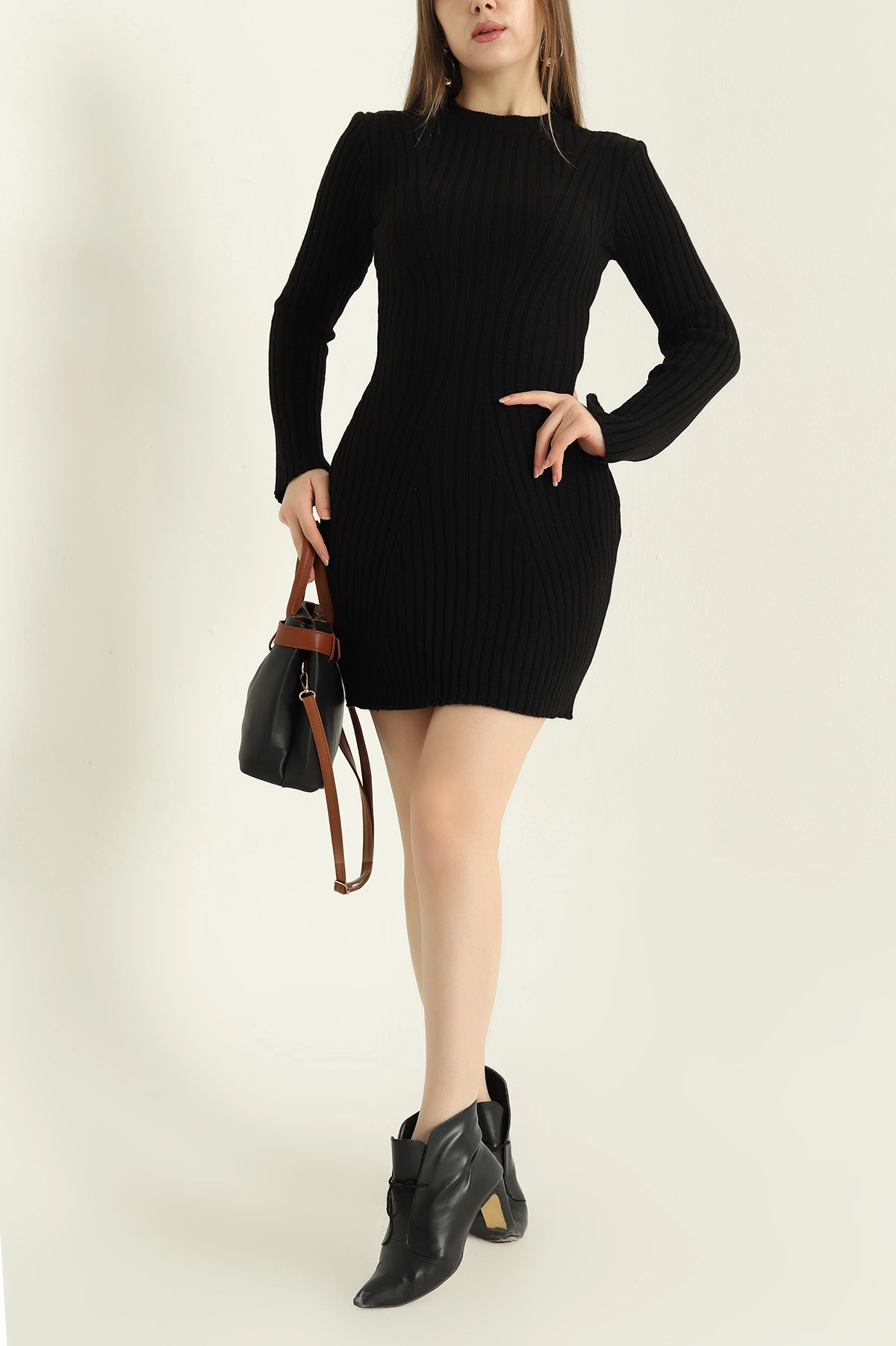 Siyah Likralı Triko Elbise 331668