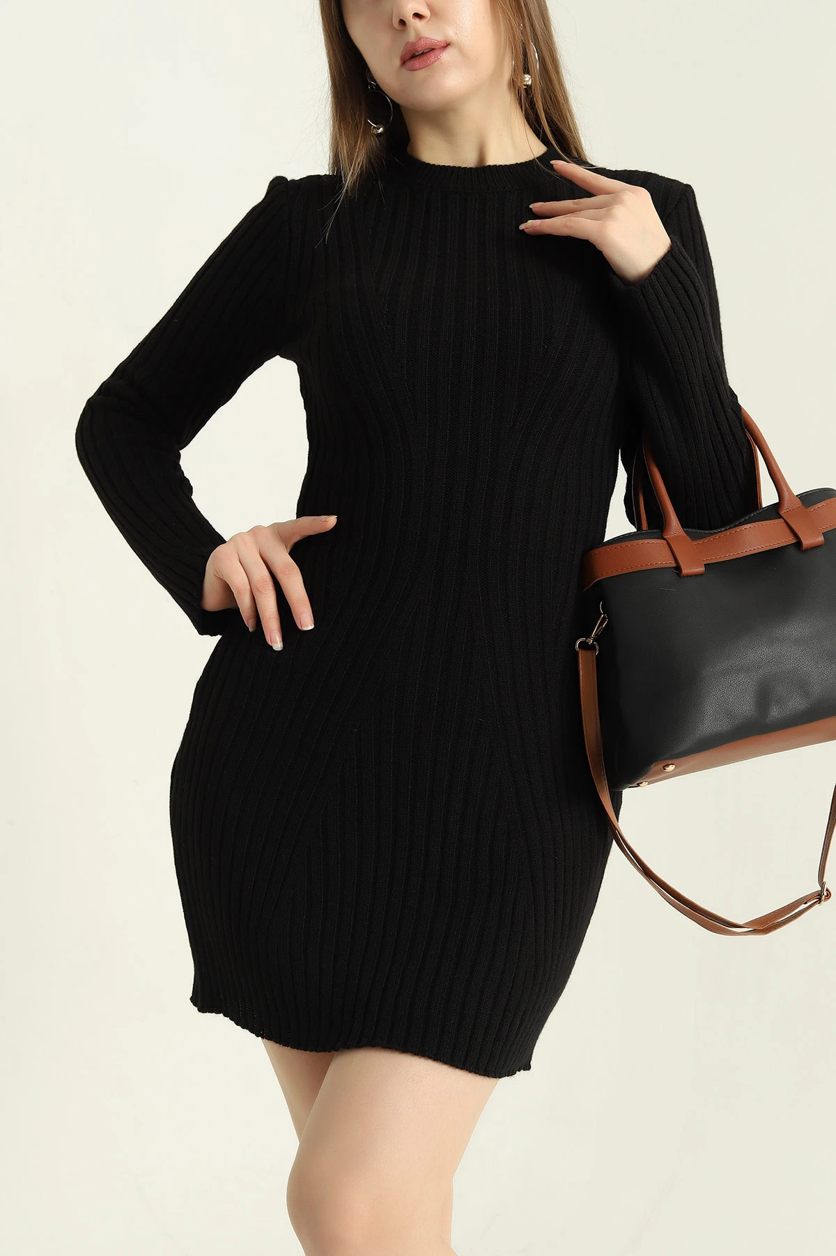 Siyah Likralı Triko Elbise 331668