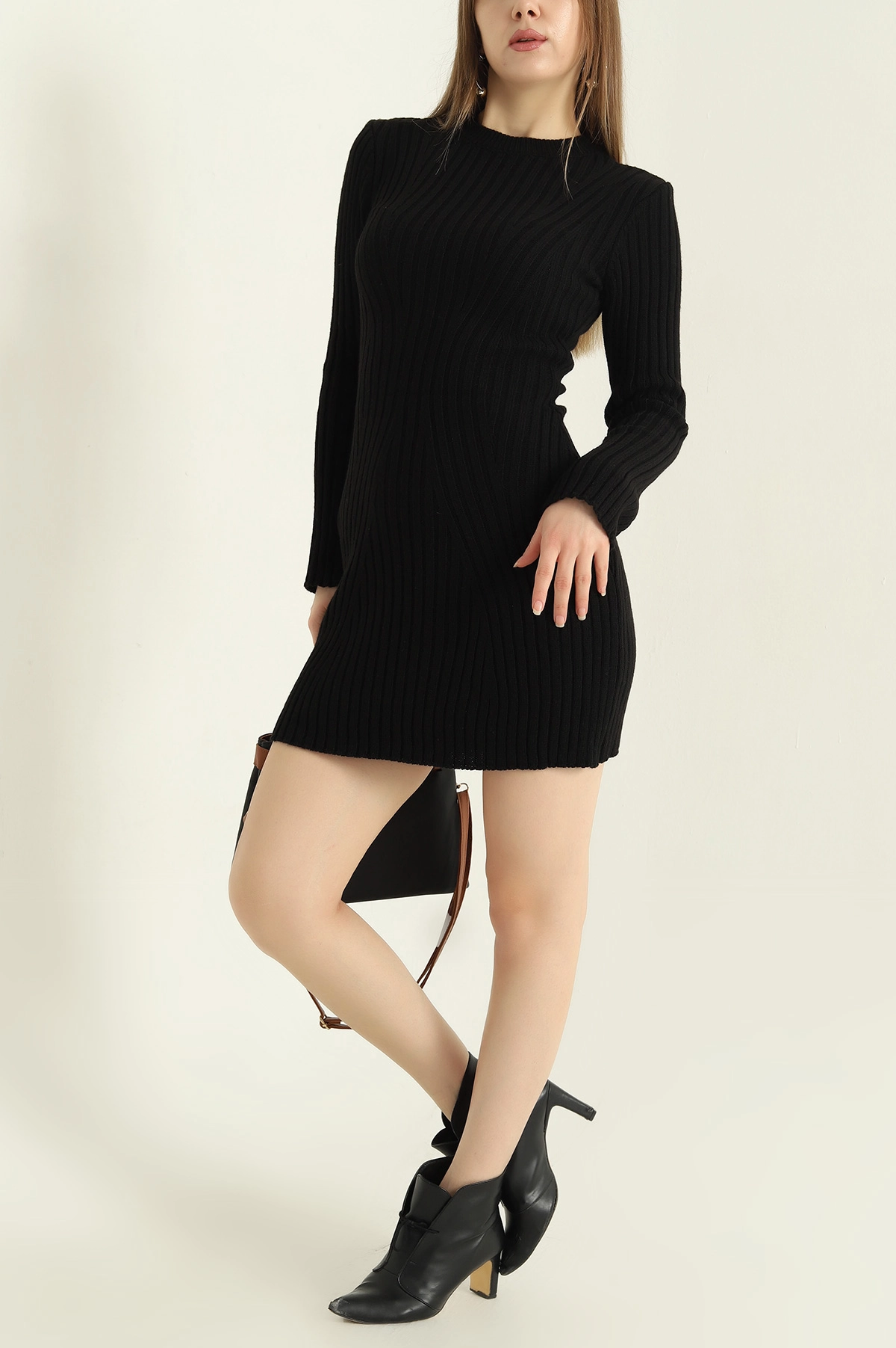 Siyah Likralı Triko Elbise 331668