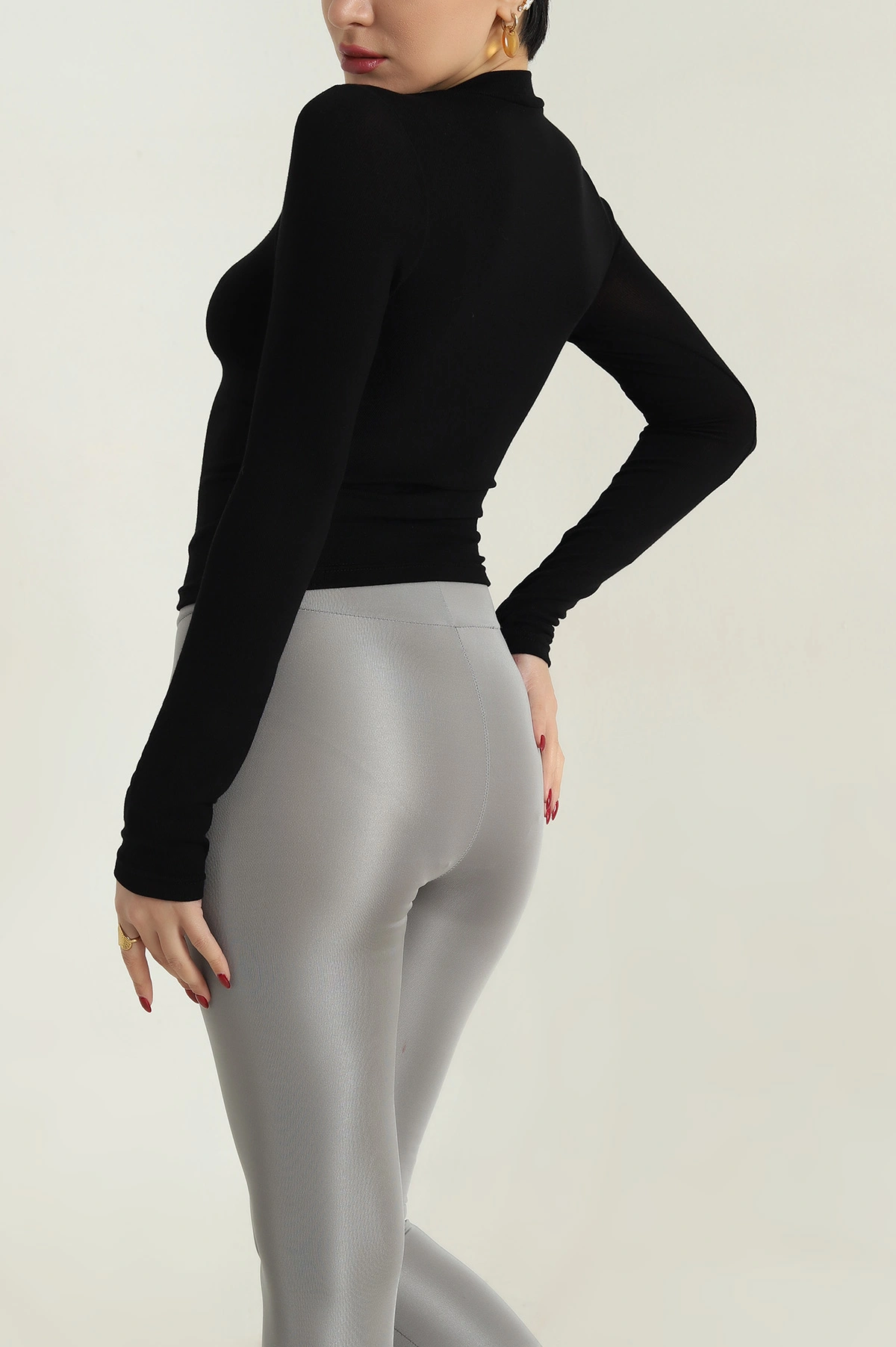 Siyah Likralı Viskon Kadın Bluz 416398