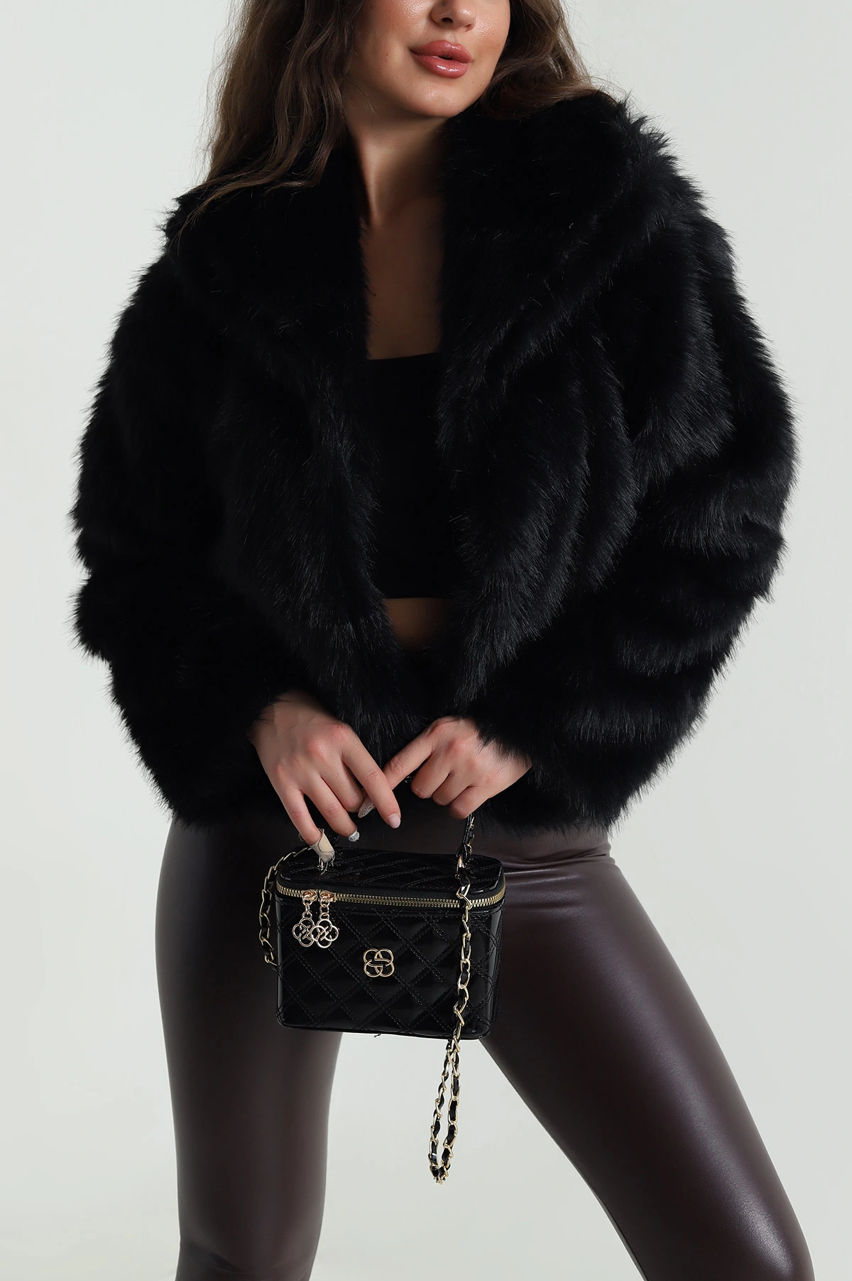 Siyah Lolita Kürk Kadın Mont 484155
