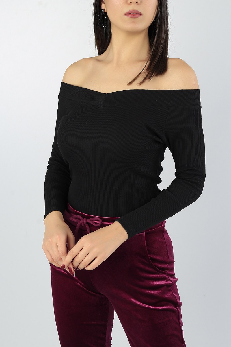 Siyah Madonna Yaka Bayan Triko 51777