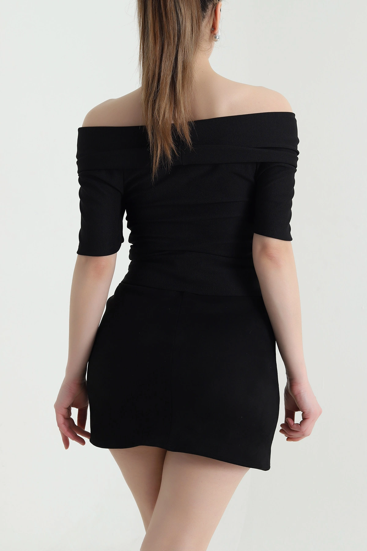 Siyah Madonna Yaka Ottoman Kadın Bluz 448788