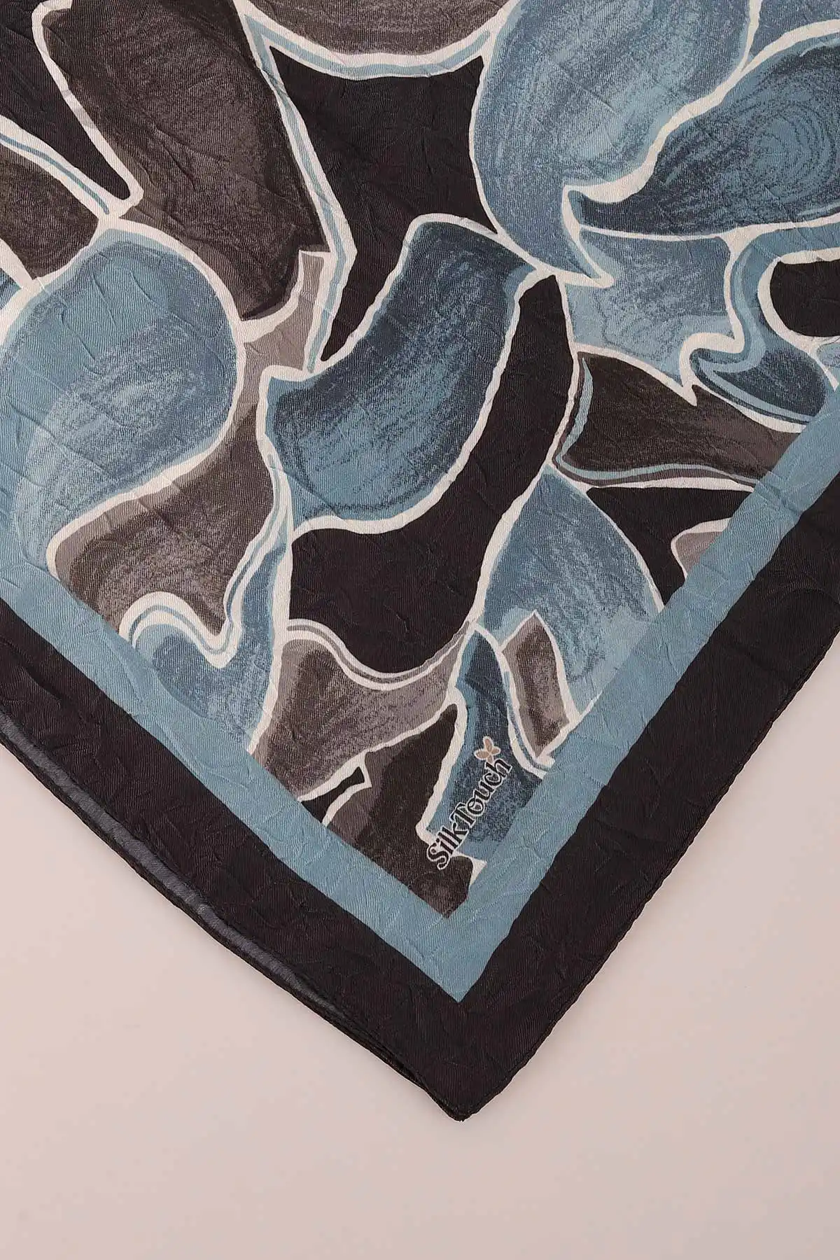 Siyah-Mavi 98X98 Cm Desenli Dijital Kraş Eşarp 444478