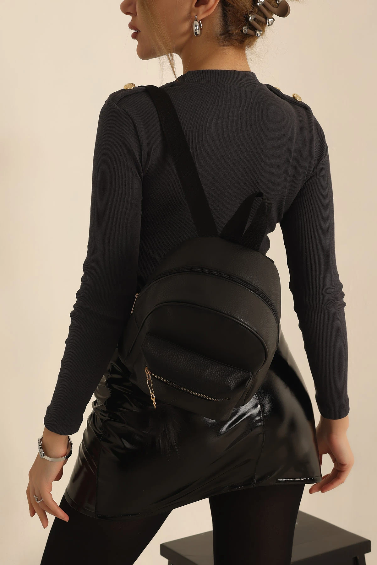 Siyah Mini Boy Sırt Çantası 235874