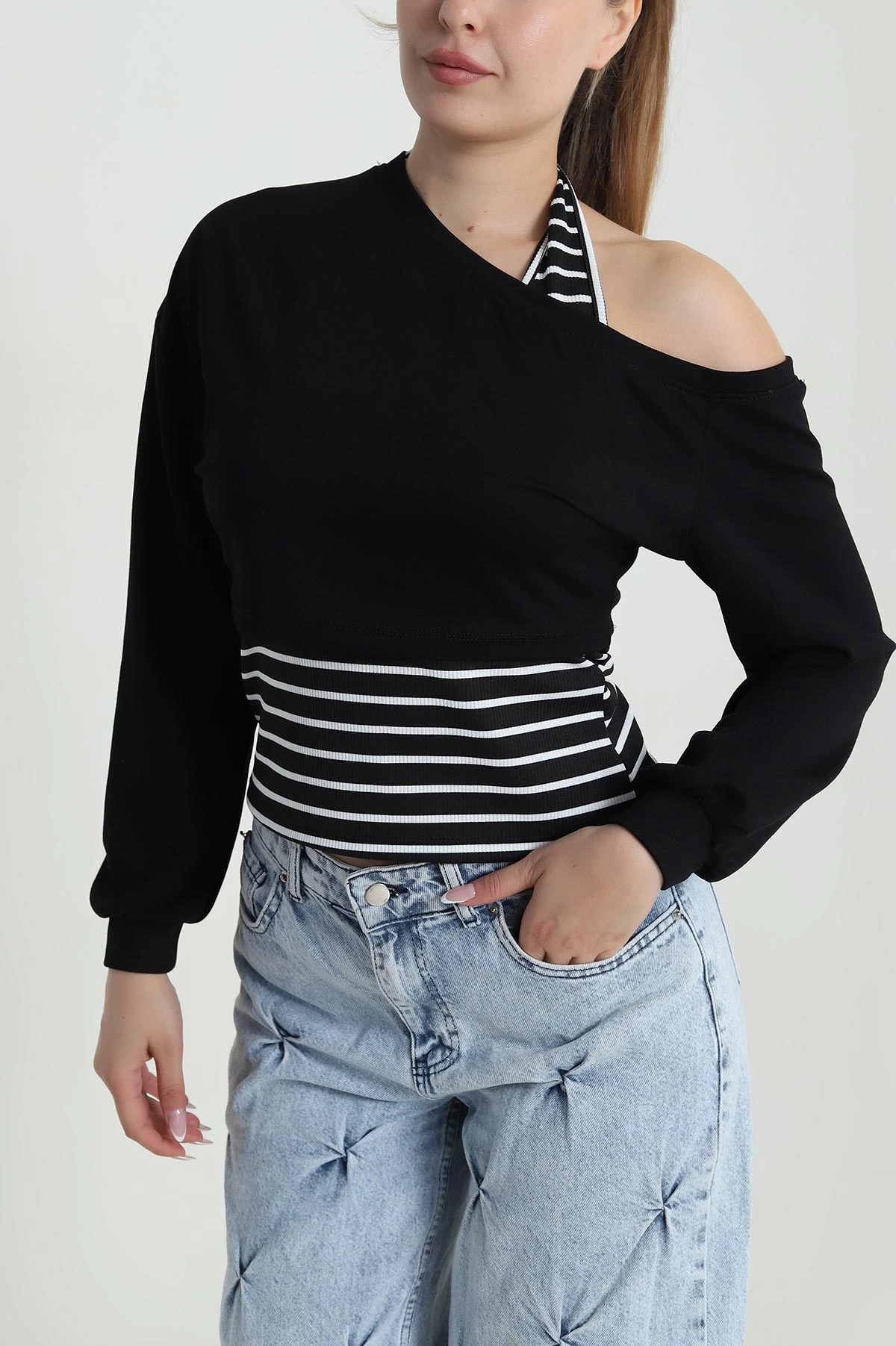 Siyah Modal Atlet Bluz Kadın İkili Takım 484992