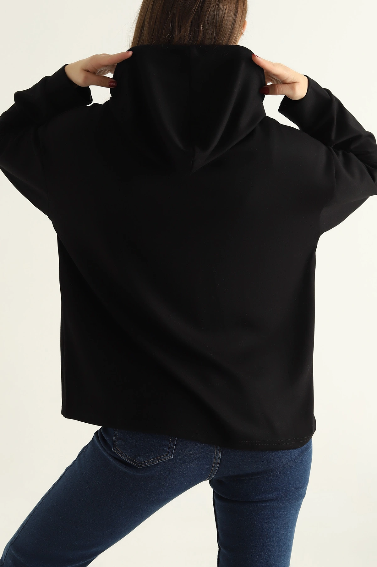 Siyah Modal Kumaş Bayan Sweat 304503