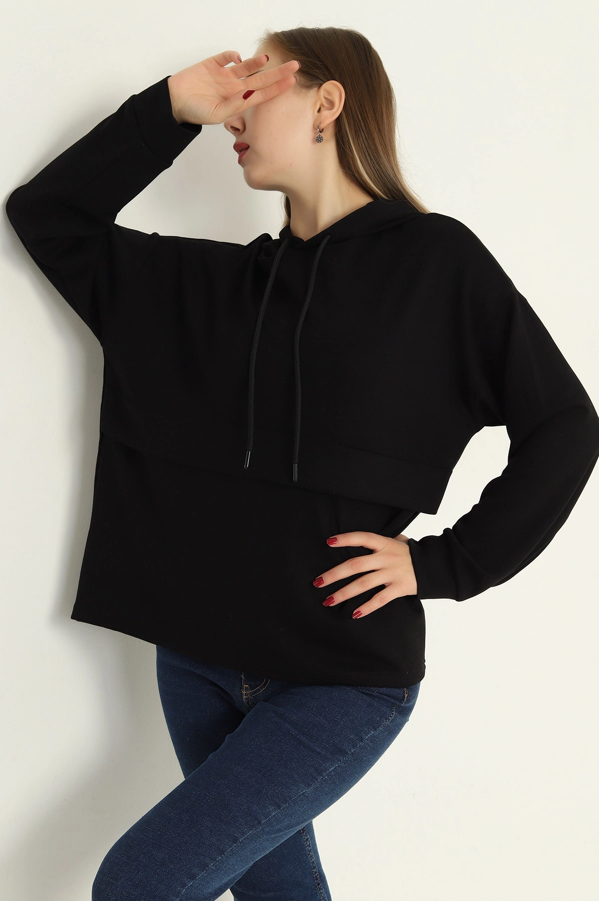 Siyah Modal Kumaş Bayan Sweat 304503
