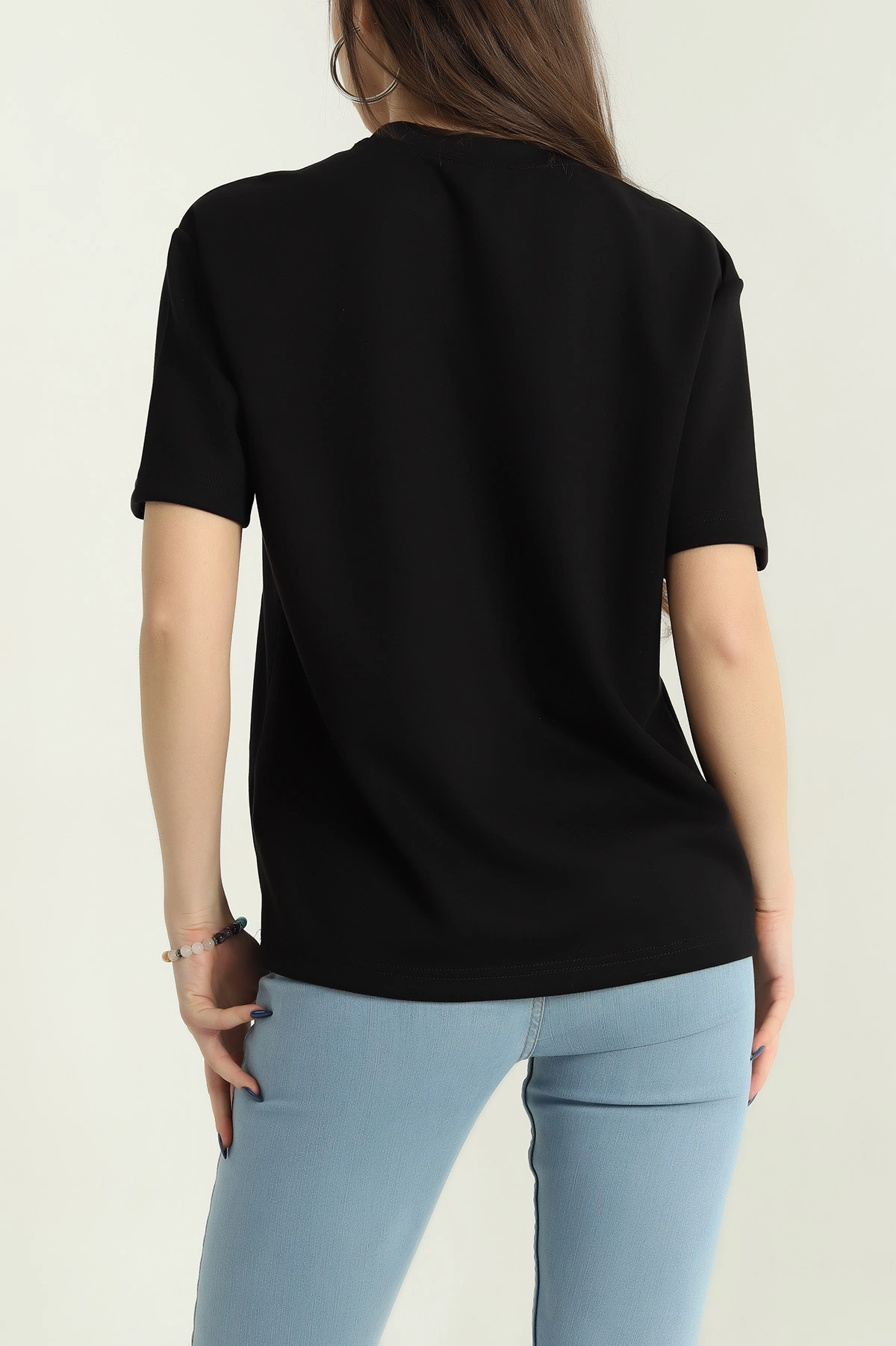 Siyah Modal Kumaş Tişört 337031