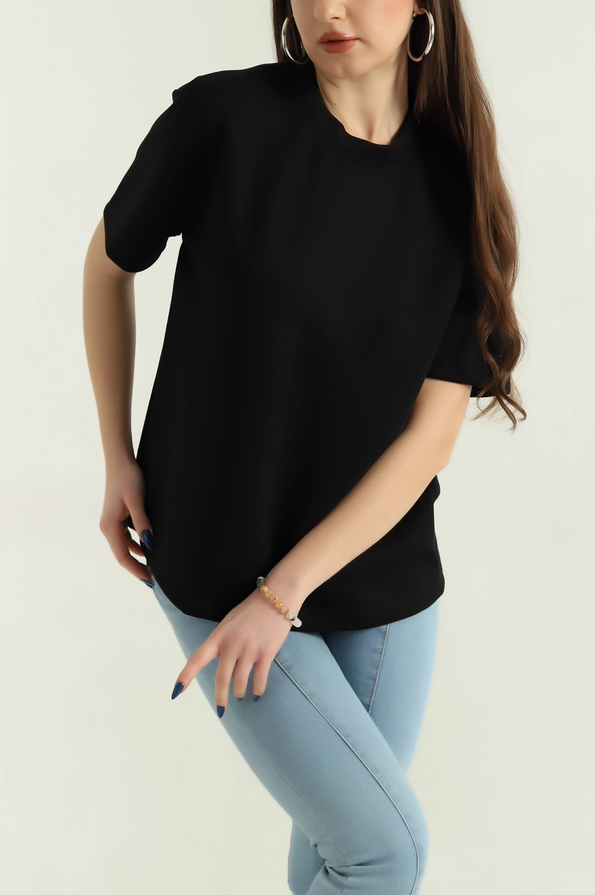 Siyah Modal Kumaş Tişört 337031