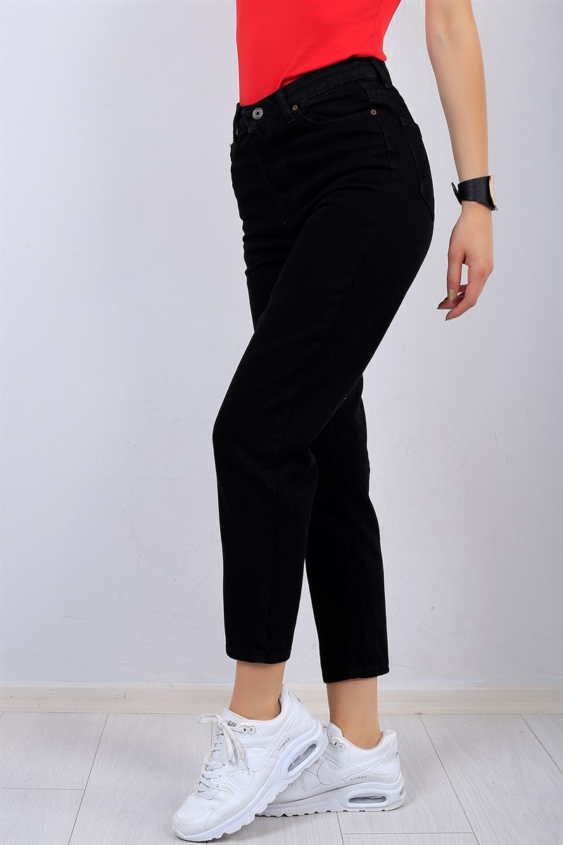 Siyah Mom Bayan Kot Pantolon 14739B