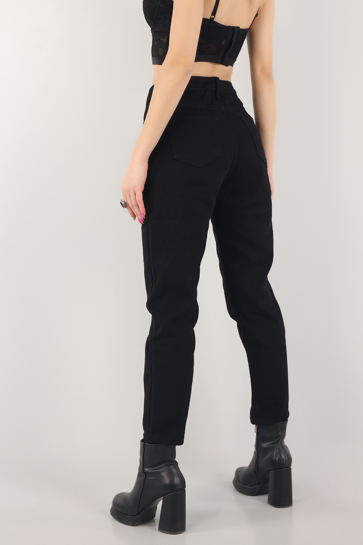 Siyah Mom Bayan Kot Pantolon 153106