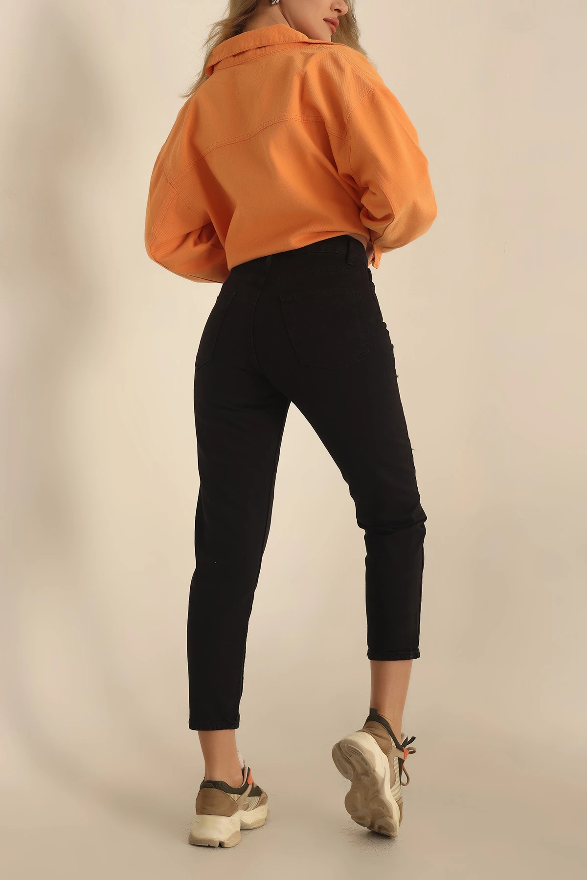Siyah Mom Bayan Kot Pantolon 229239