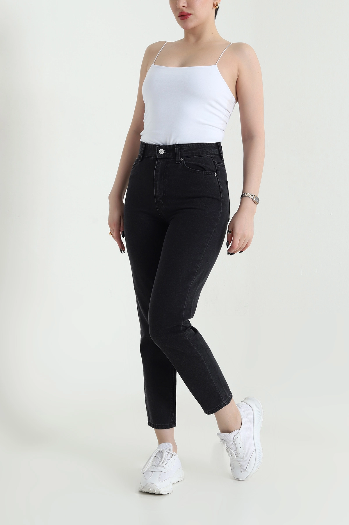 Siyah Mom Kadın Kot Pantolon 451521