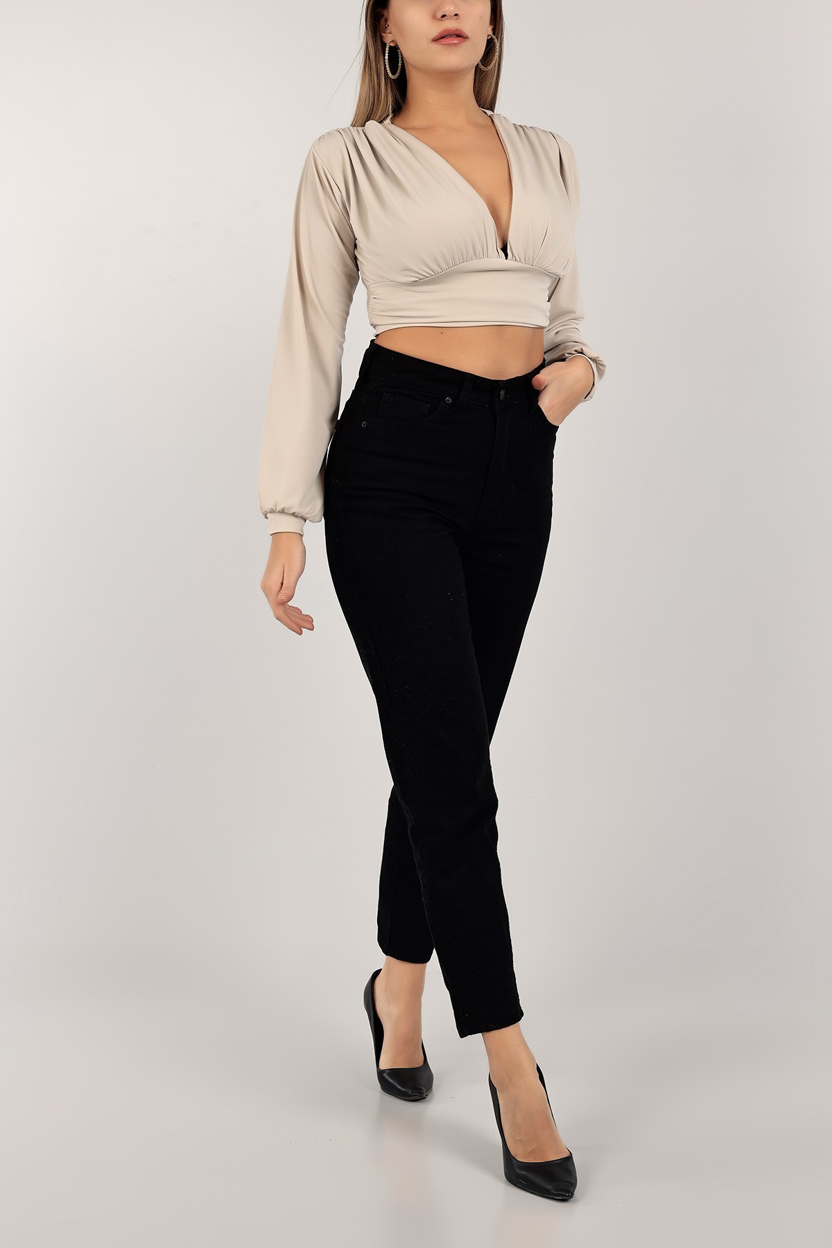 Siyah Mom Kot Pantolon 142758