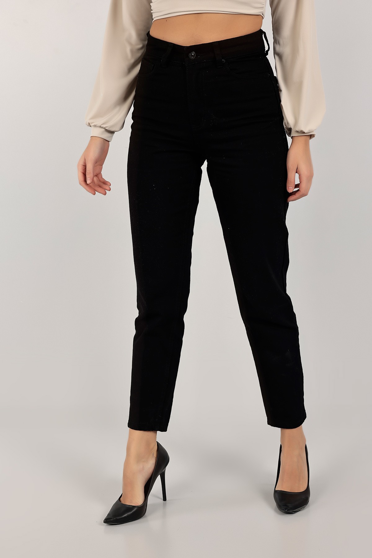 Siyah Mom Kot Pantolon 142758