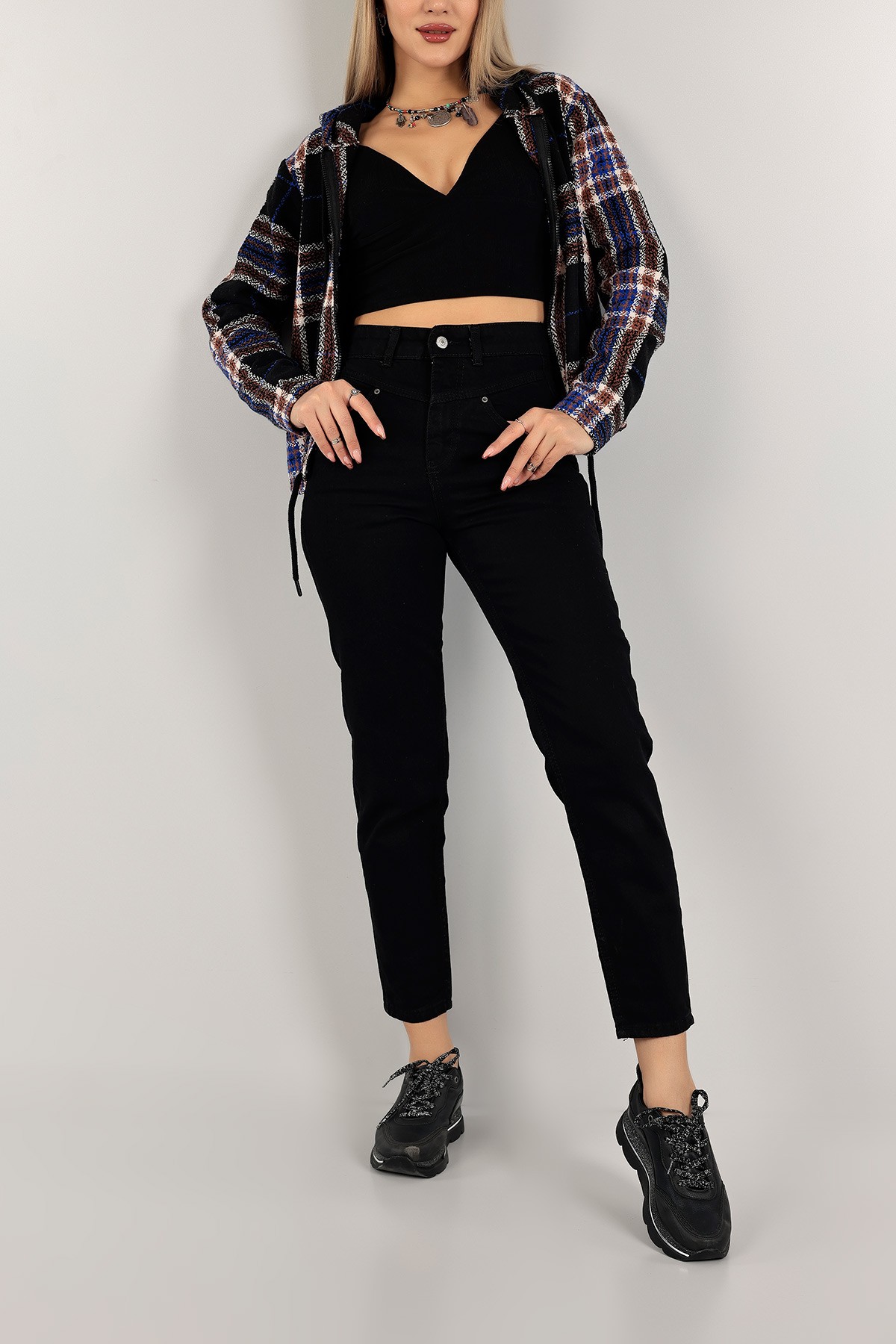 Siyah Mom Kot Pantolon 142813