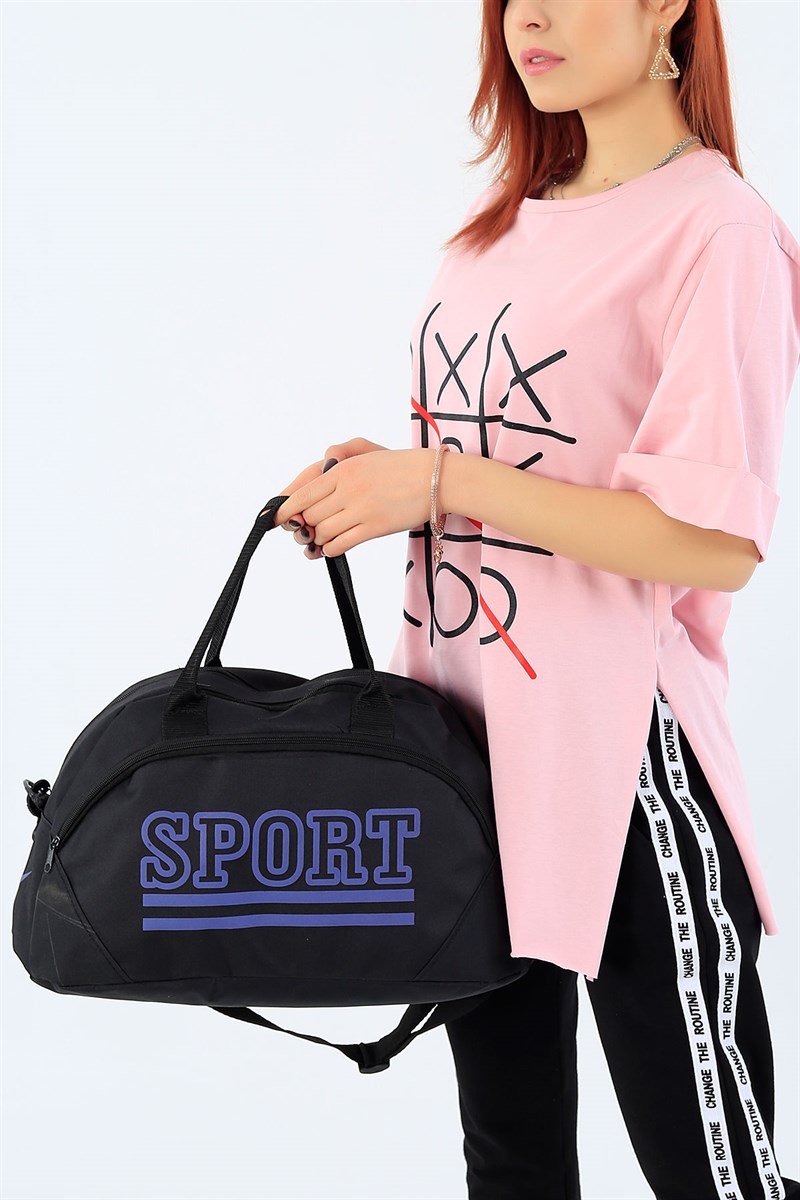 Siyah Mor Baskılı Spor Çantası 27256Ç