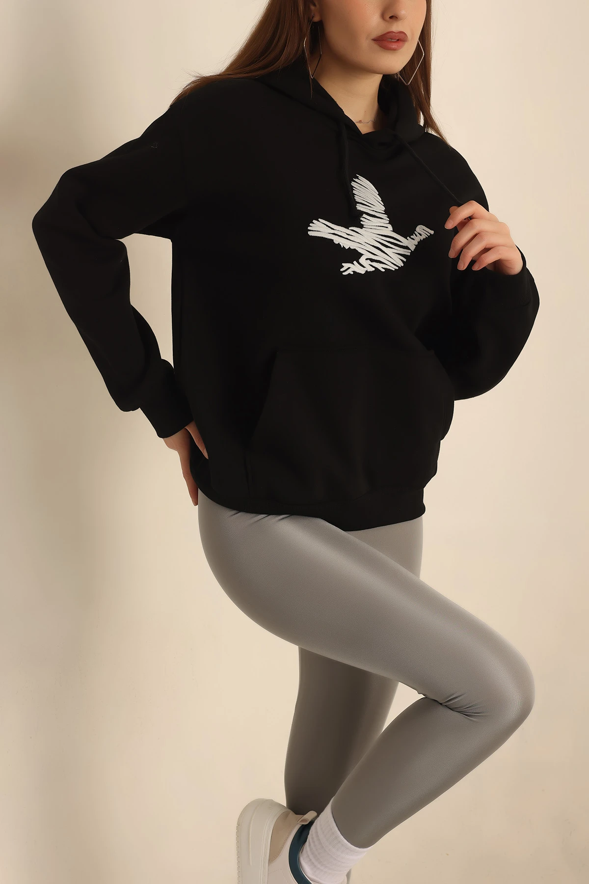Siyah Nakış Detay Şardonlu Sweat 237585