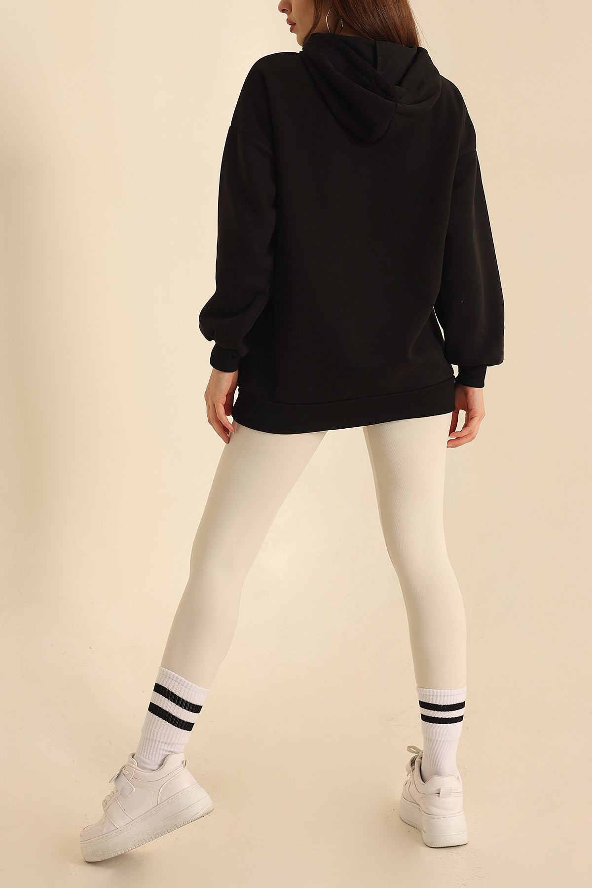 Siyah Nakışlı İçi Şardonlu Bayan Sweat 218425