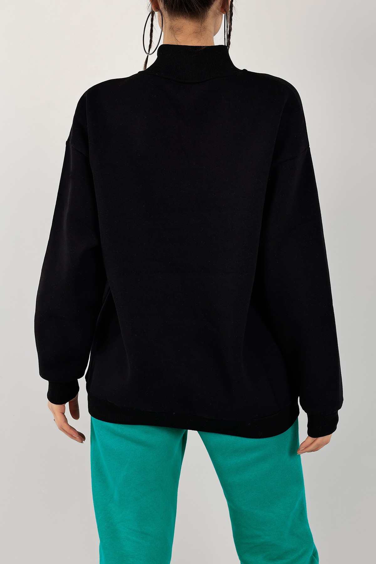 Siyah Nakışlı Salaş Sweat 142971