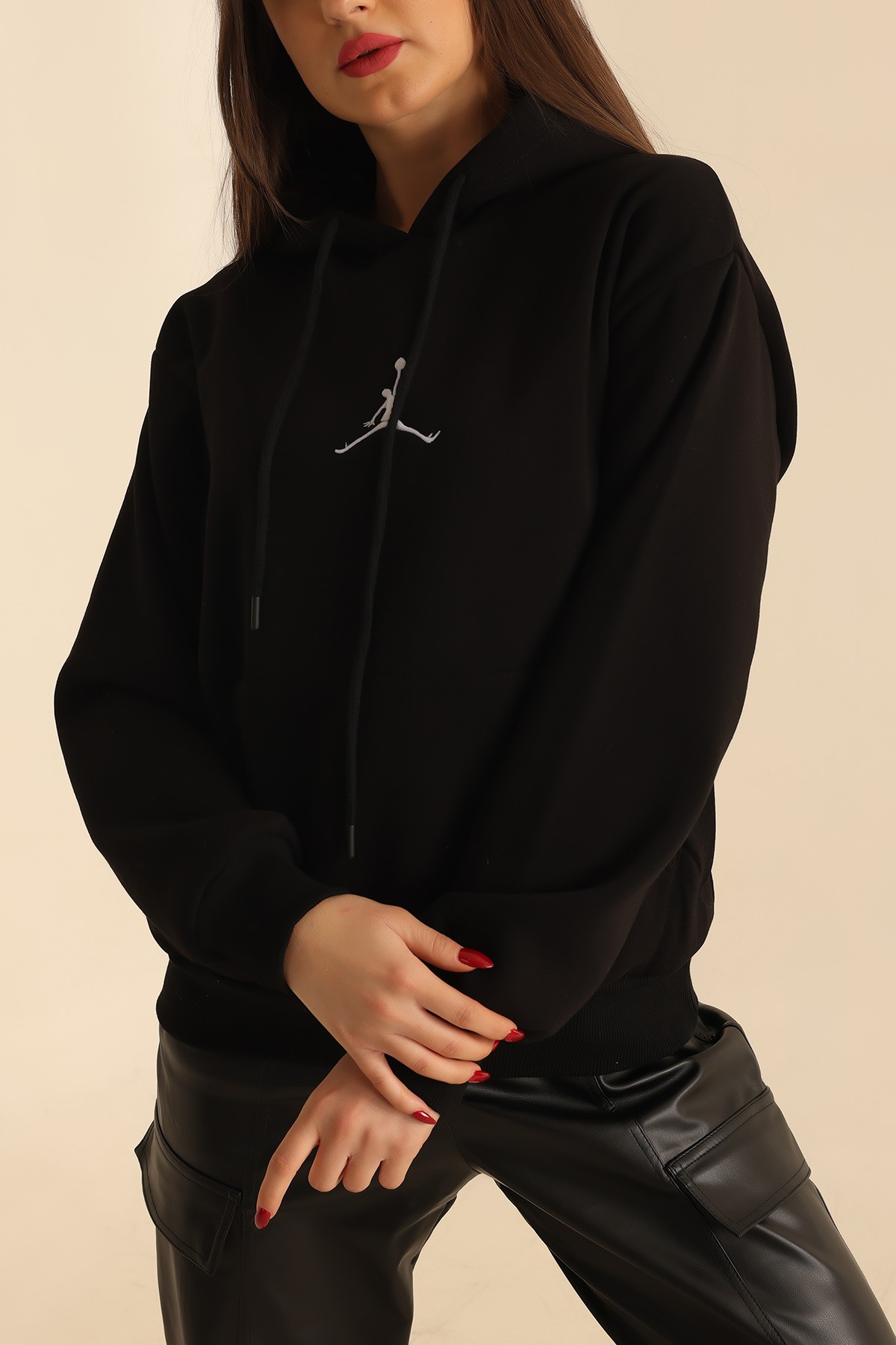 Siyah Nakışlı Şardonlu Bayan Sweat 215295