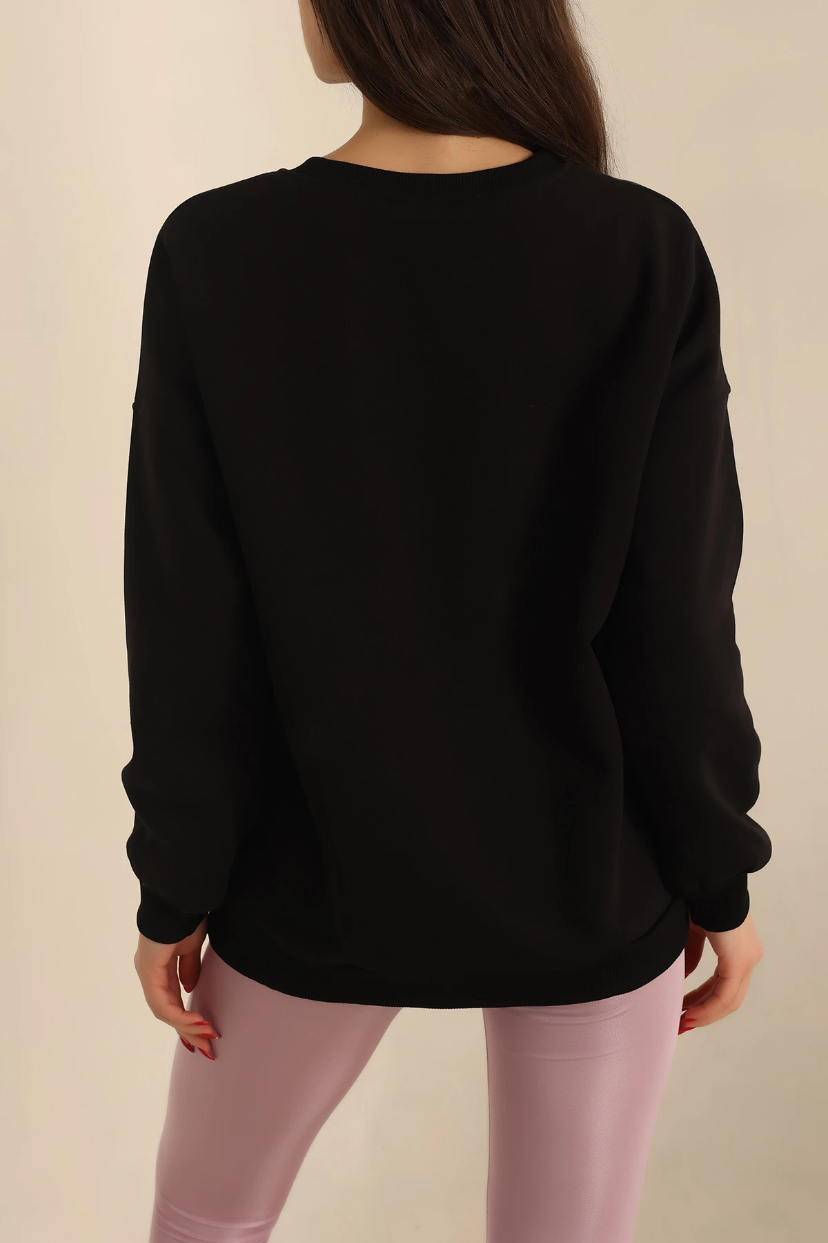 Siyah Nakışlı Şardonlu Bayan Sweat 237628