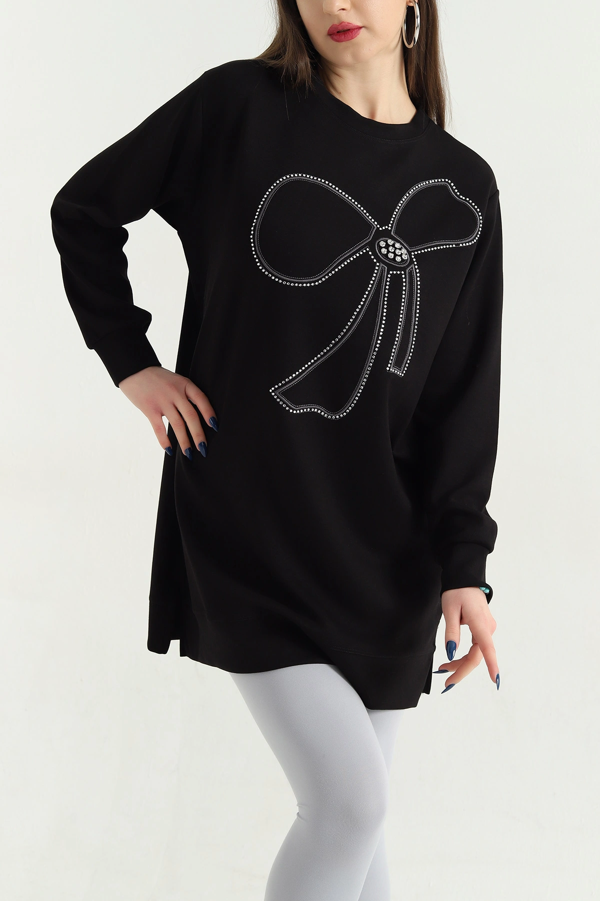 Siyah Nakışlı Taş Detaylı Oysho Kumaş Tunik 337858