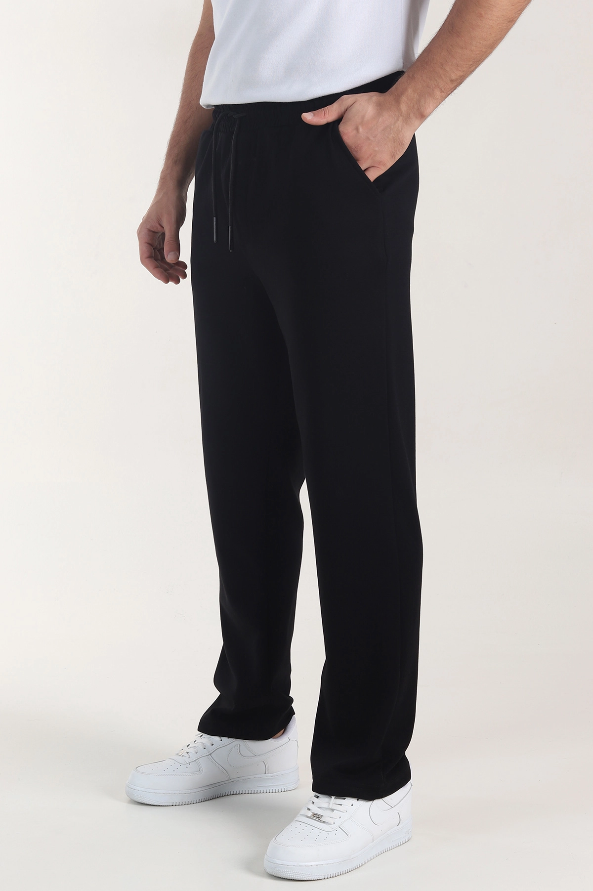 Siyah Osyho Kumaş Şardonlu Baggy Erkek Pantolon 407671