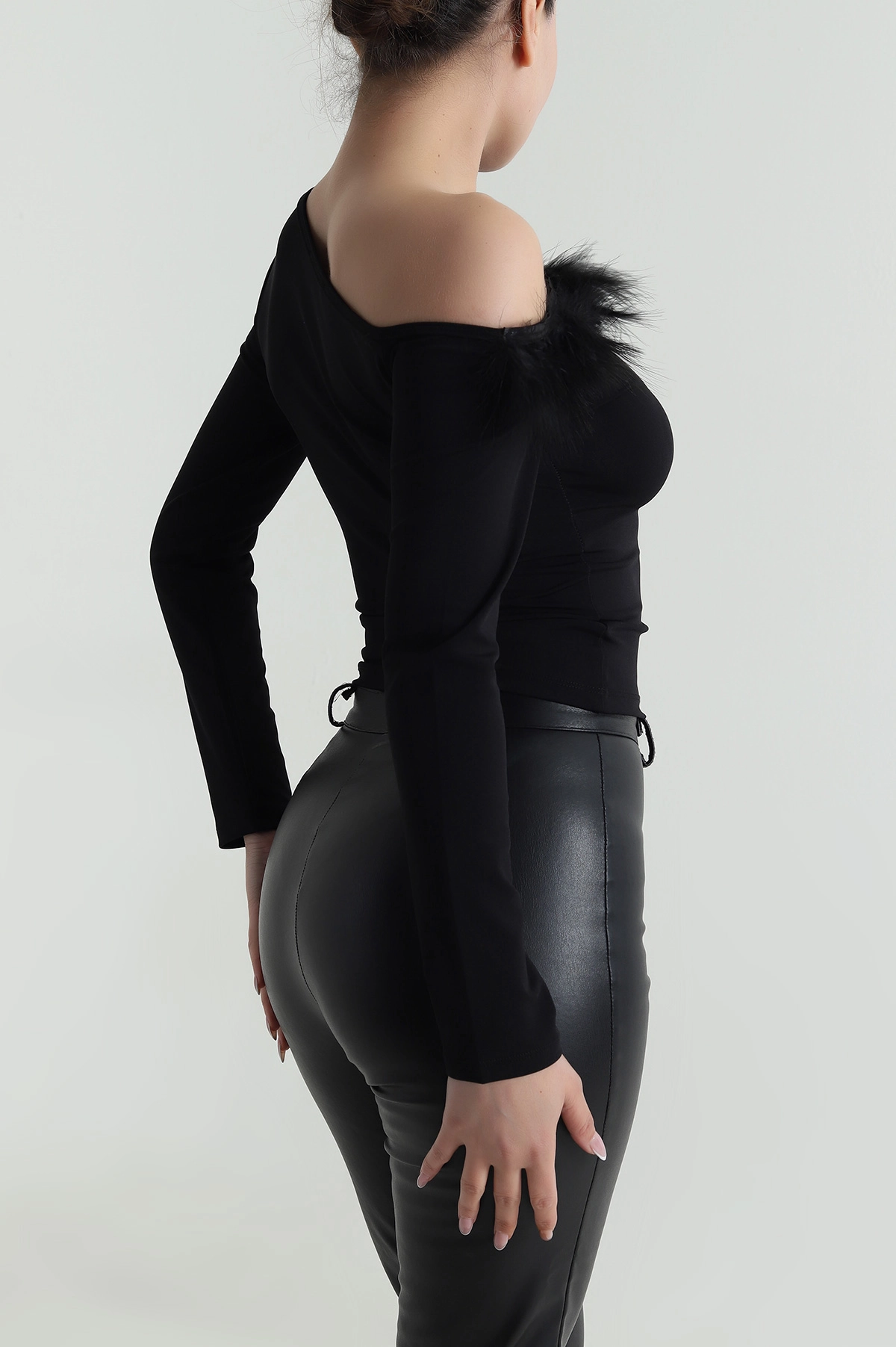 Siyah Otrişli Scuba Kadın Bluz 486723