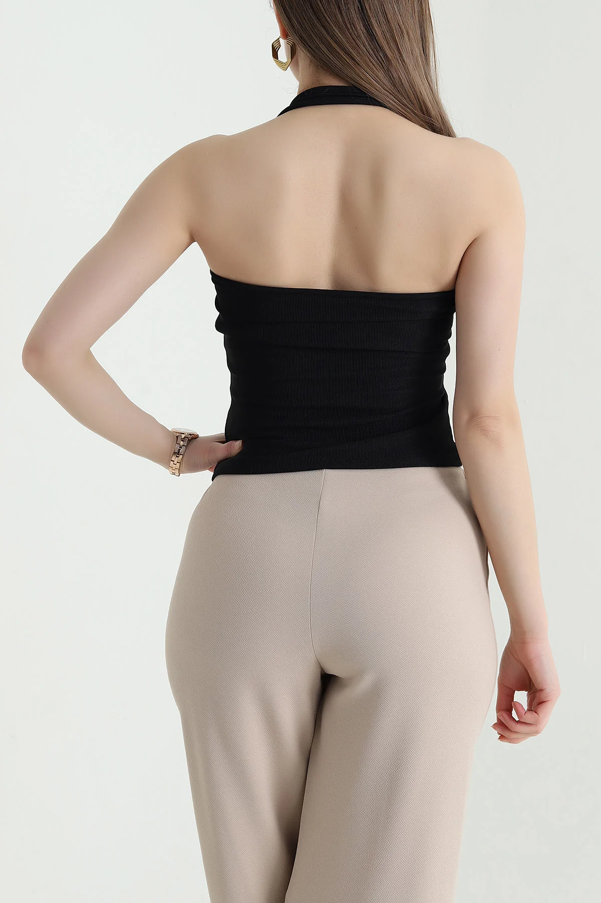 Siyah Ottoman Tokalı Kadın Bluz 440031