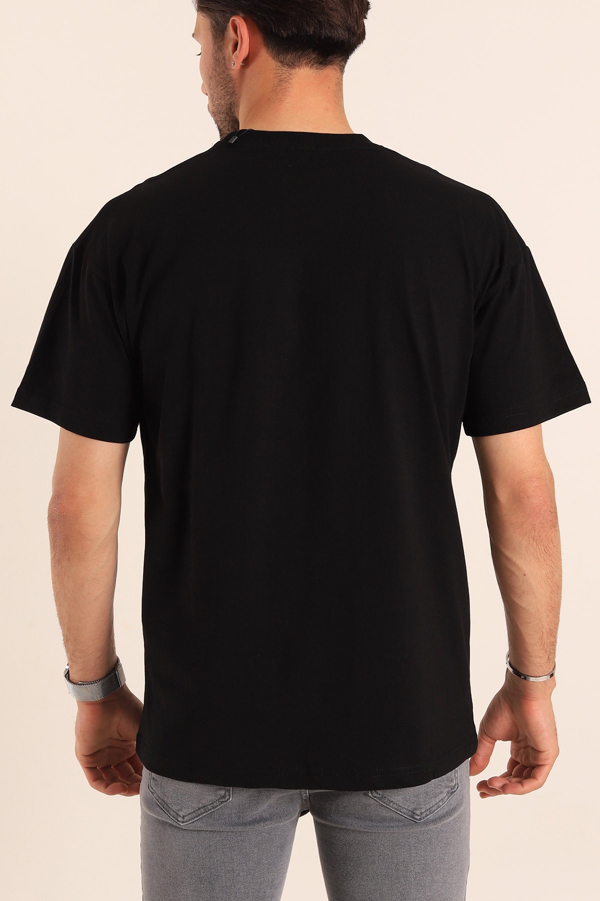 Siyah Oversize Basic Erkek Tişört 184255