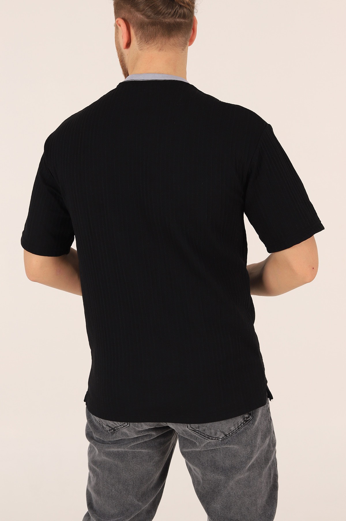 Siyah Oversize Baskılı Erkek Tişört 174319