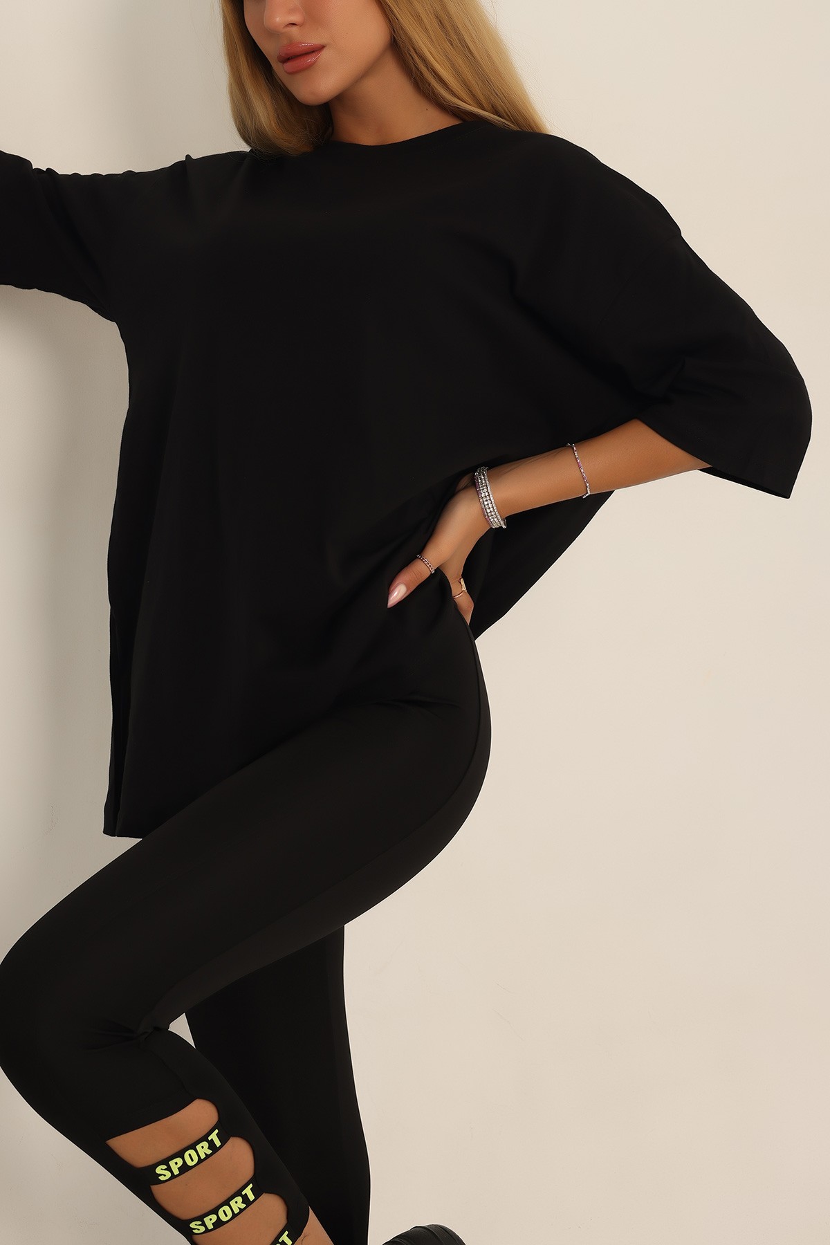 Siyah Oversize Bayan Tişört 199542