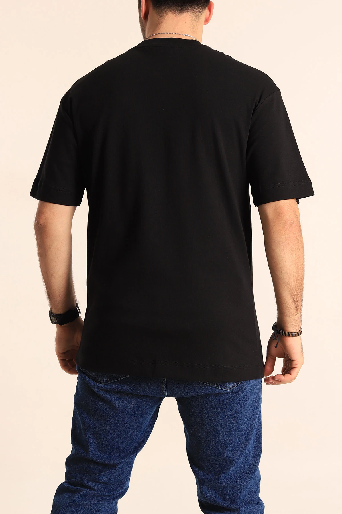 Siyah Oversize Cep Detaylı Erkek Tişört 253316