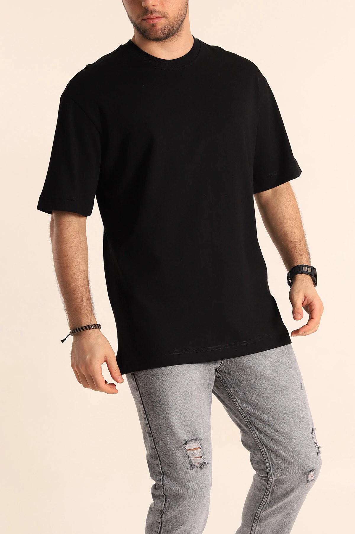 Siyah Oversize Suprem Basic Erkek Tişört 254691